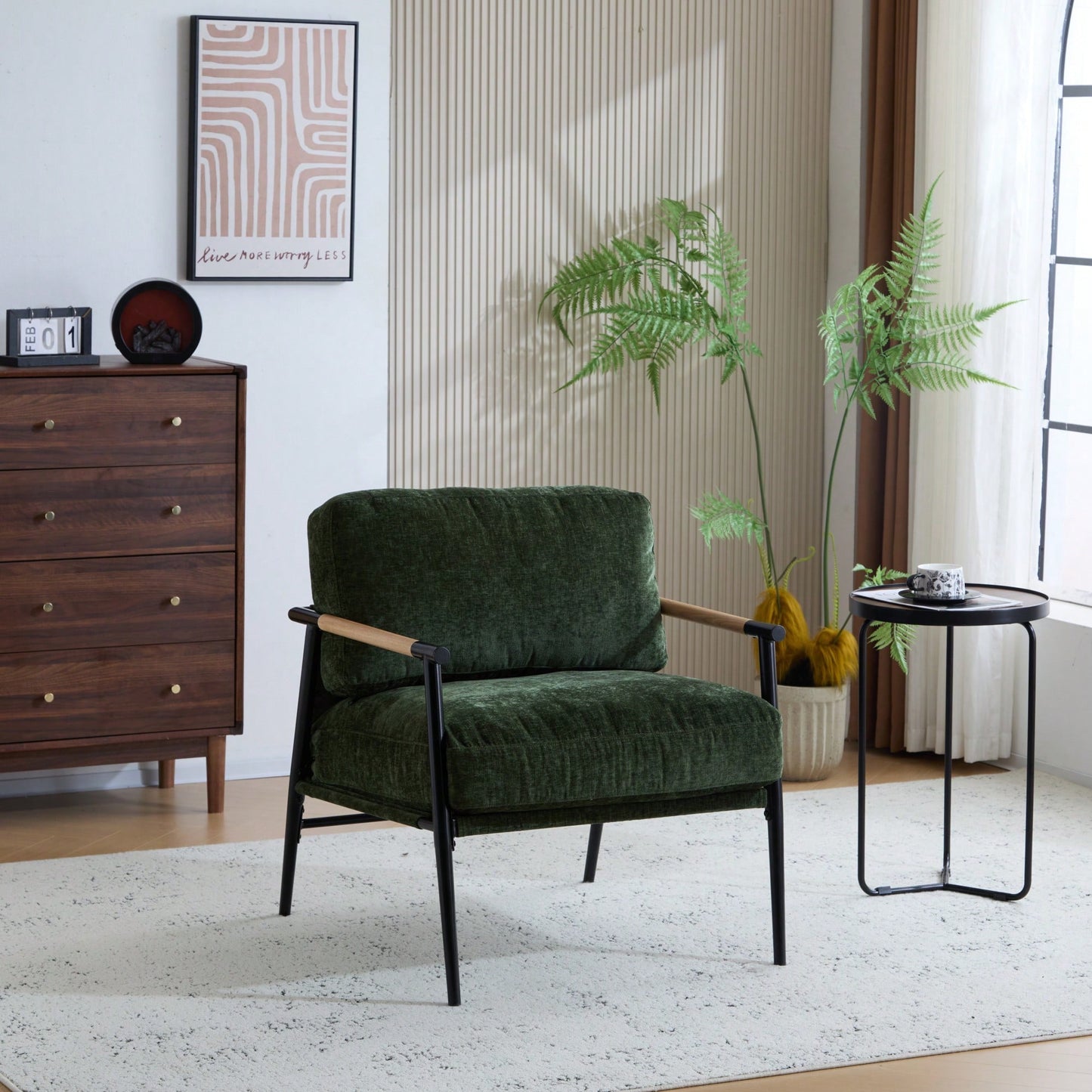 Cozy Modern Accent Chair With Plush Cushions And Stylish Metal Frame For Living Room Bedroom Or Office