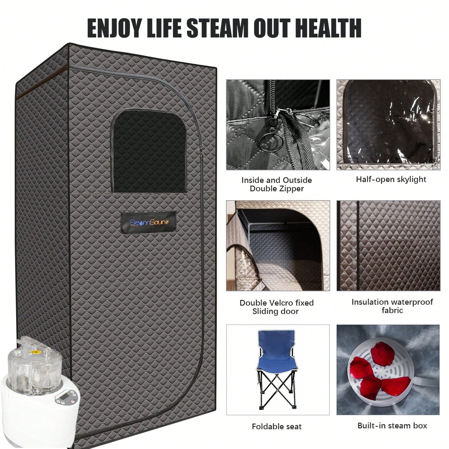 Portable Home Steam Sauna Tent With Heater Chair And Remote - Enjoy A Personal Spa Experience