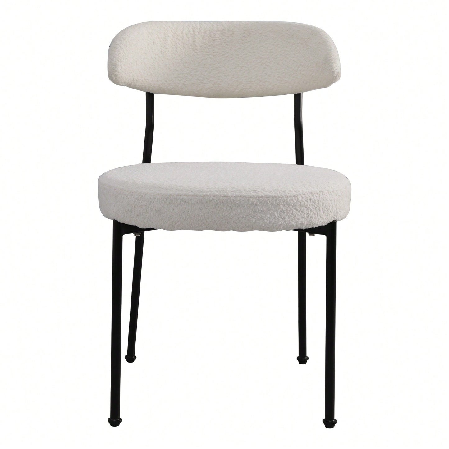 Curved Backrest Upholstered Dining Chairs With Metal Legs Set Of 2 In Beige