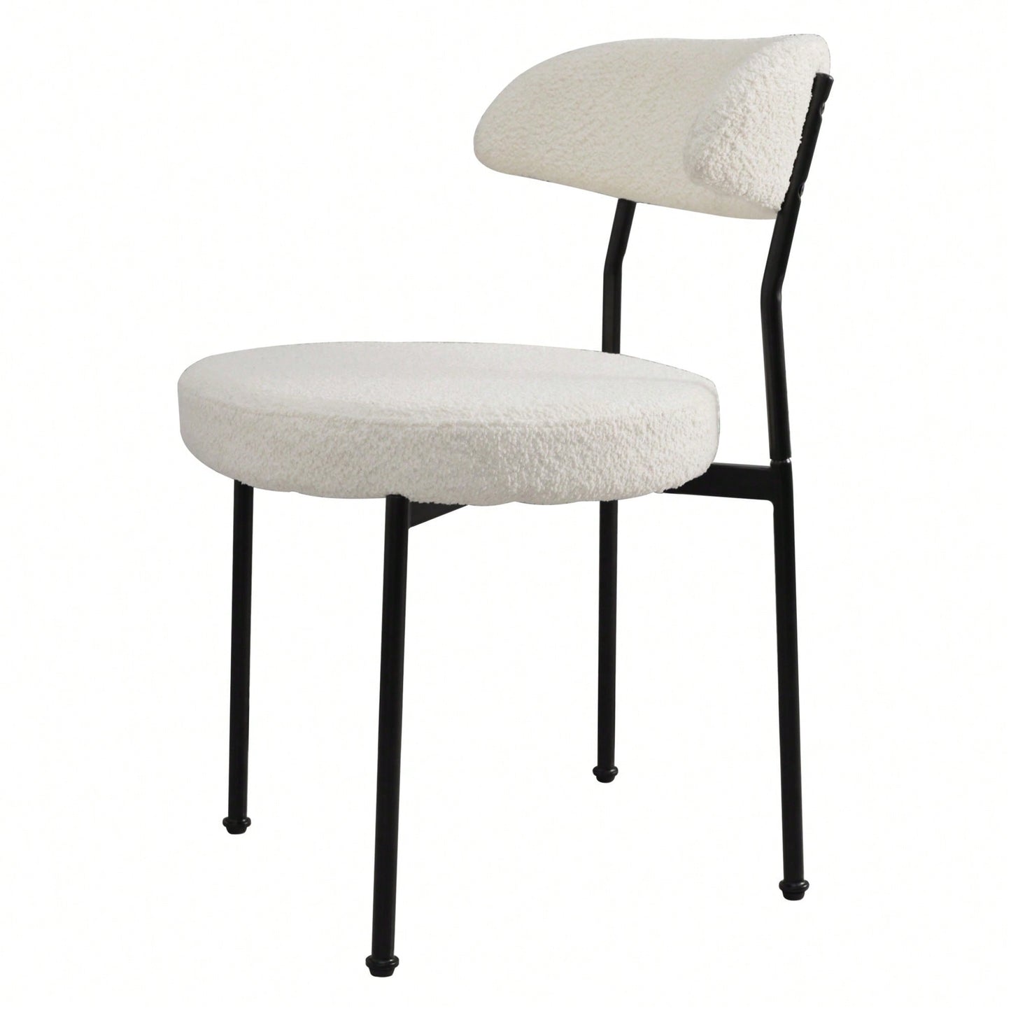 Curved Backrest Upholstered Dining Chairs With Metal Legs Set Of 2 In Beige