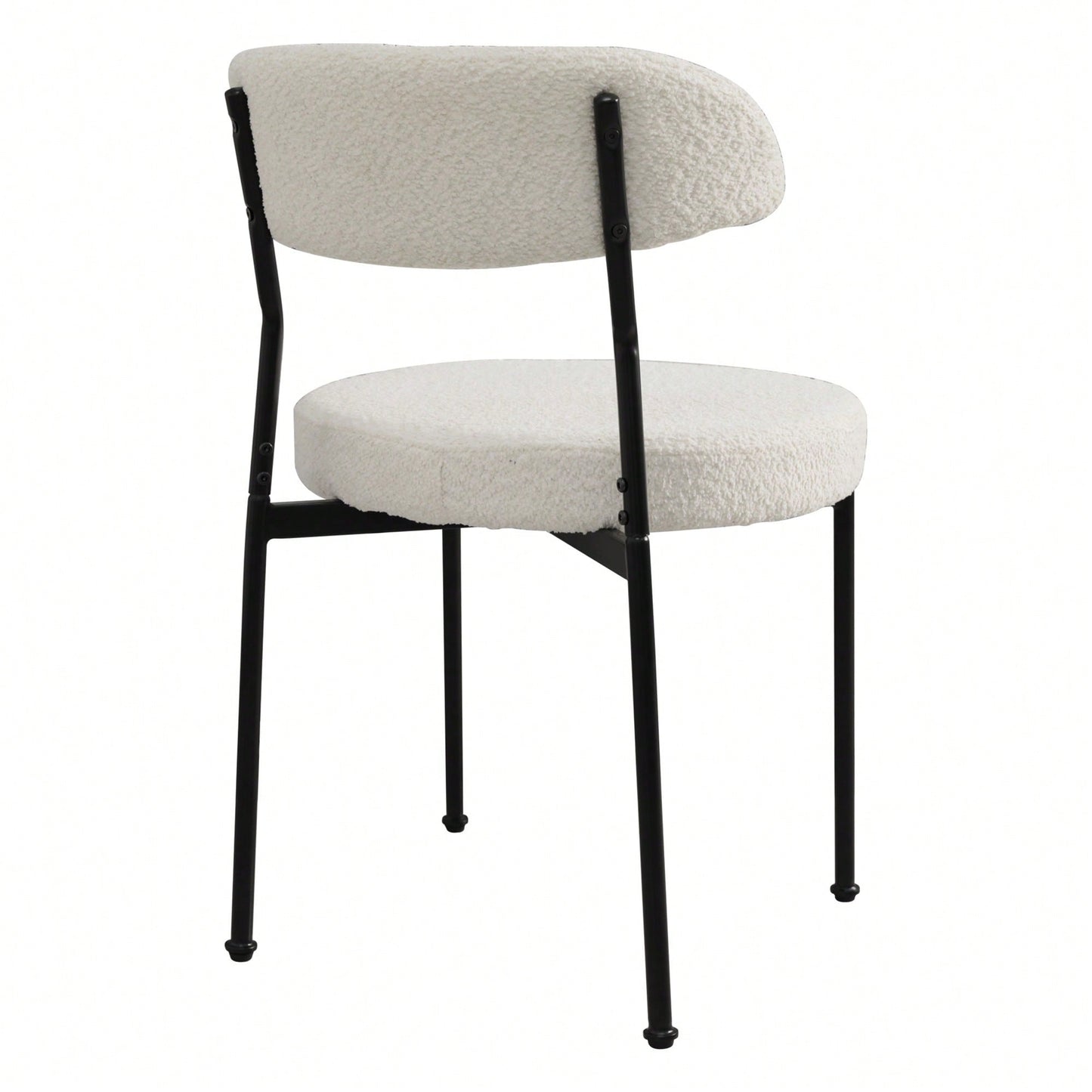 Curved Backrest Upholstered Dining Chairs With Metal Legs Set Of 2 In Beige