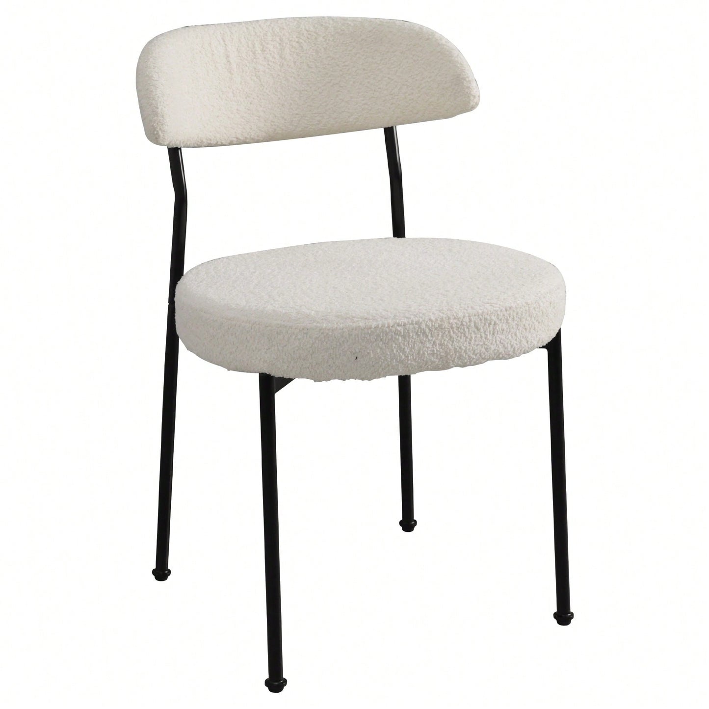 Curved Backrest Upholstered Dining Chairs With Metal Legs Set Of 2 In Beige