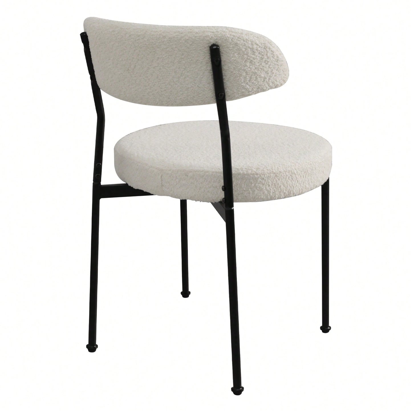 Curved Backrest Upholstered Dining Chairs With Metal Legs Set Of 2 In Beige