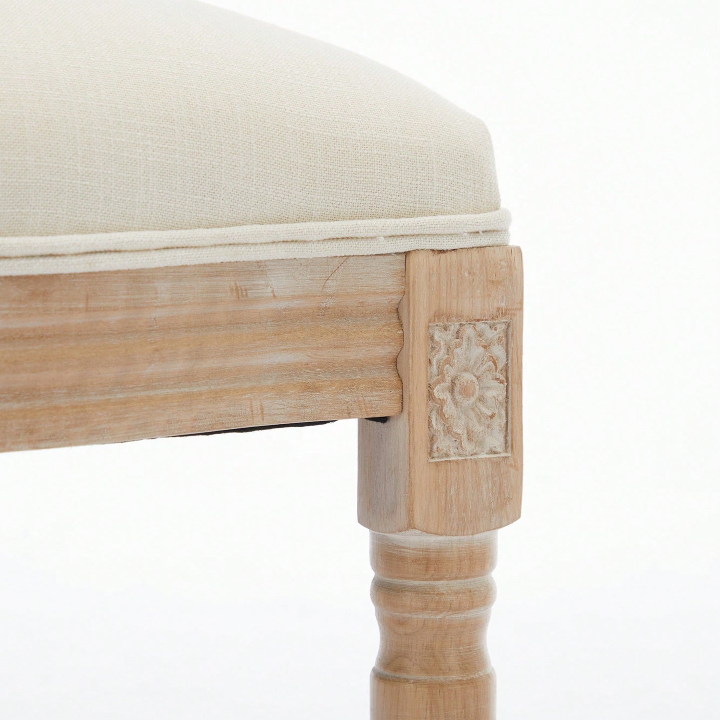Classic French Country Solid Wood Bar Stools Set Of 2 With Upholstered Seats For Kitchen Or Dining Room