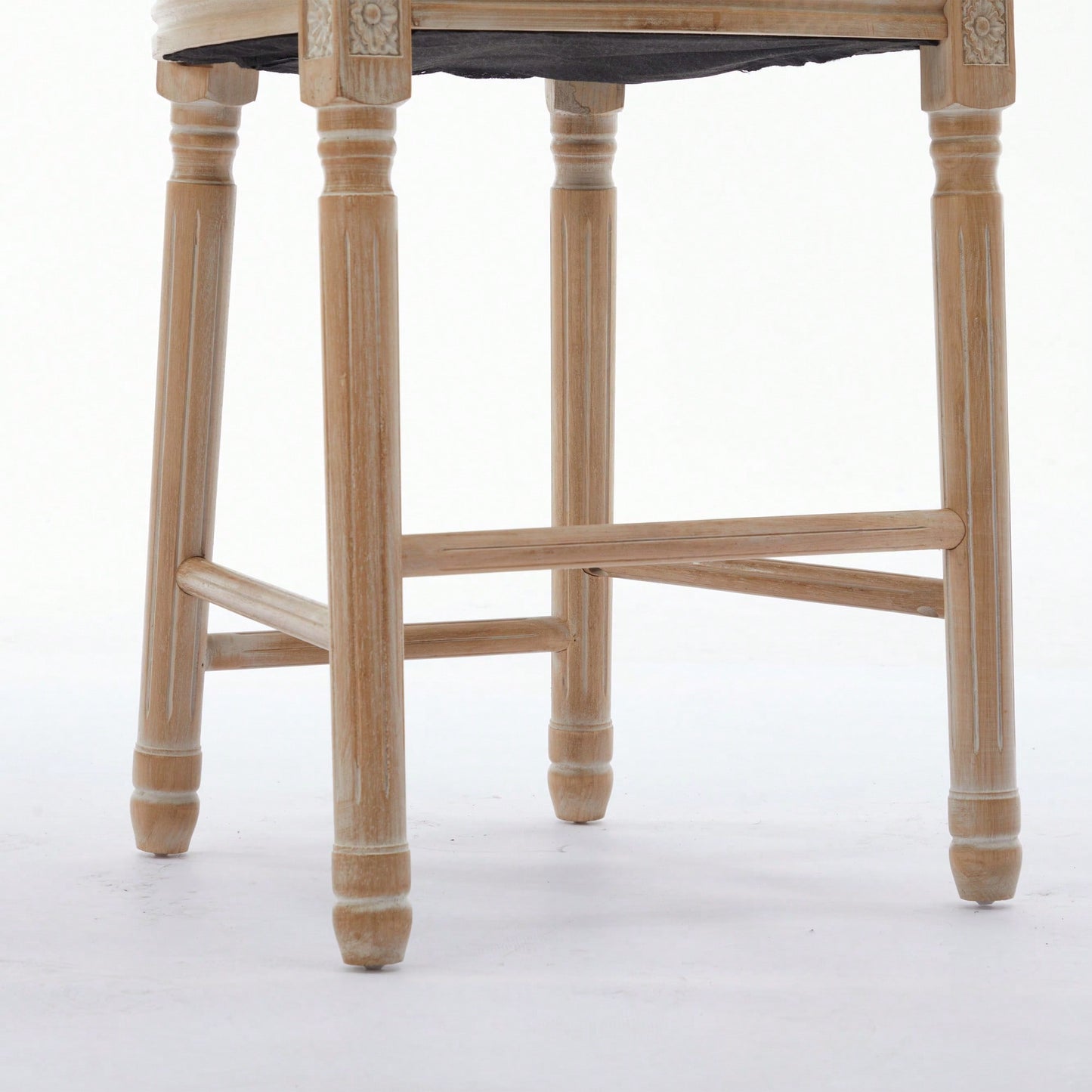 Classic French Country Solid Wood Bar Stools Set Of 2 With Upholstered Seats For Kitchen Or Dining Room