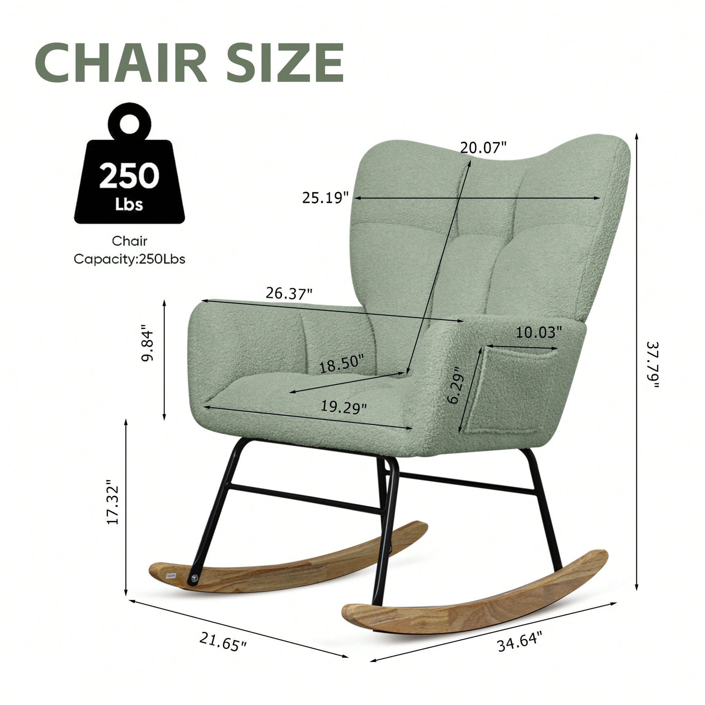 Modern Light Green Rocking Accent Chair For Nursery Living Room And Bedroom