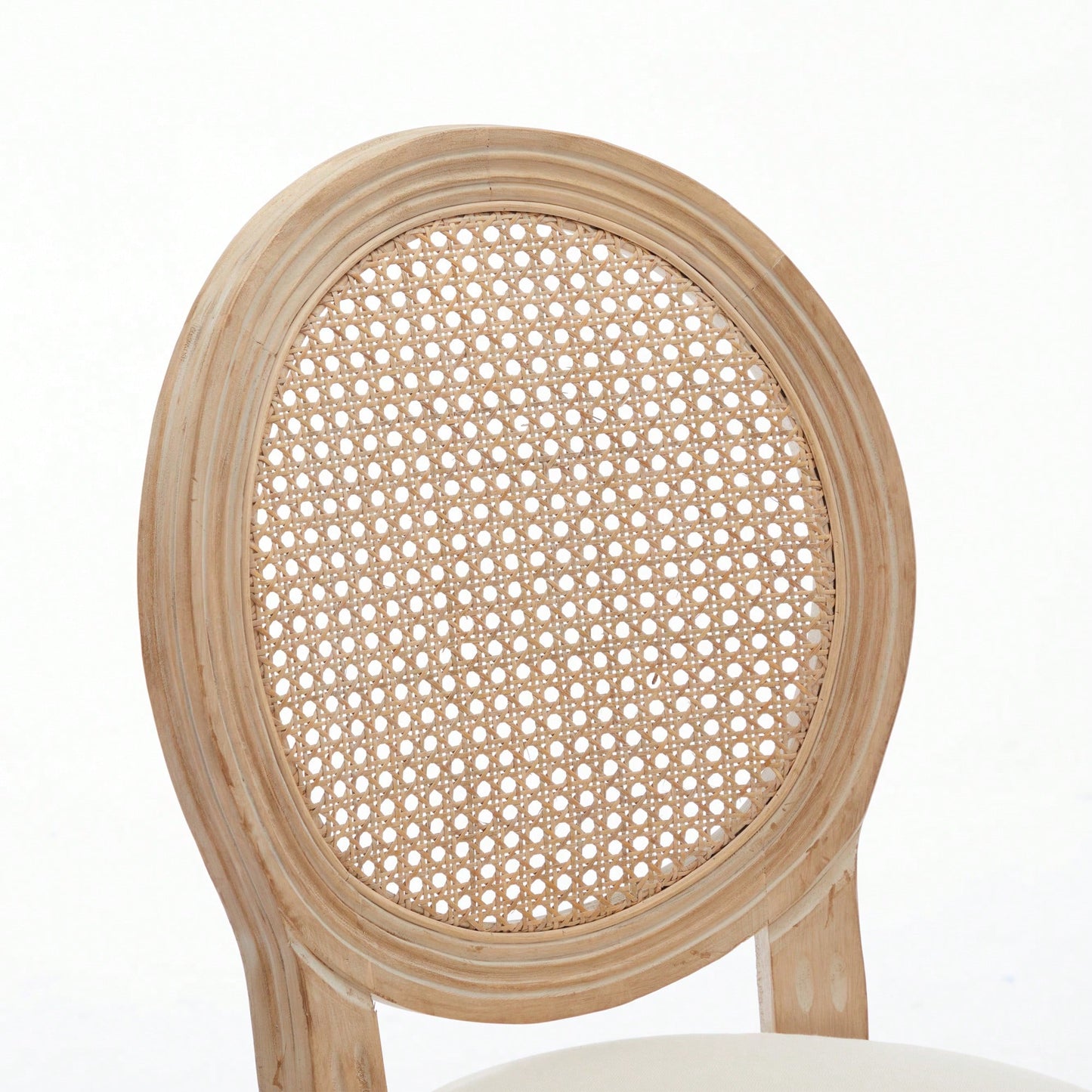 Classic French Country Solid Wood Bar Stools Set Of 2 With Upholstered Seating For Kitchen Counter Beige Rattan