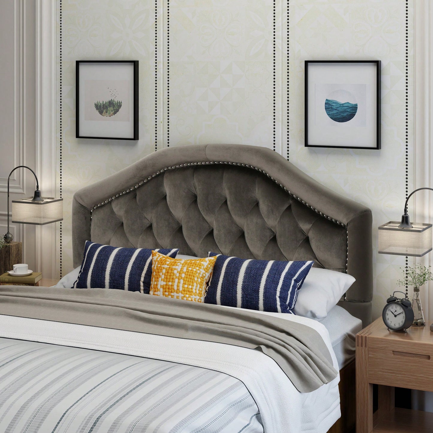 Elegant Upholstered Queen And Full Size Headboard For Stylish Bedroom Decor