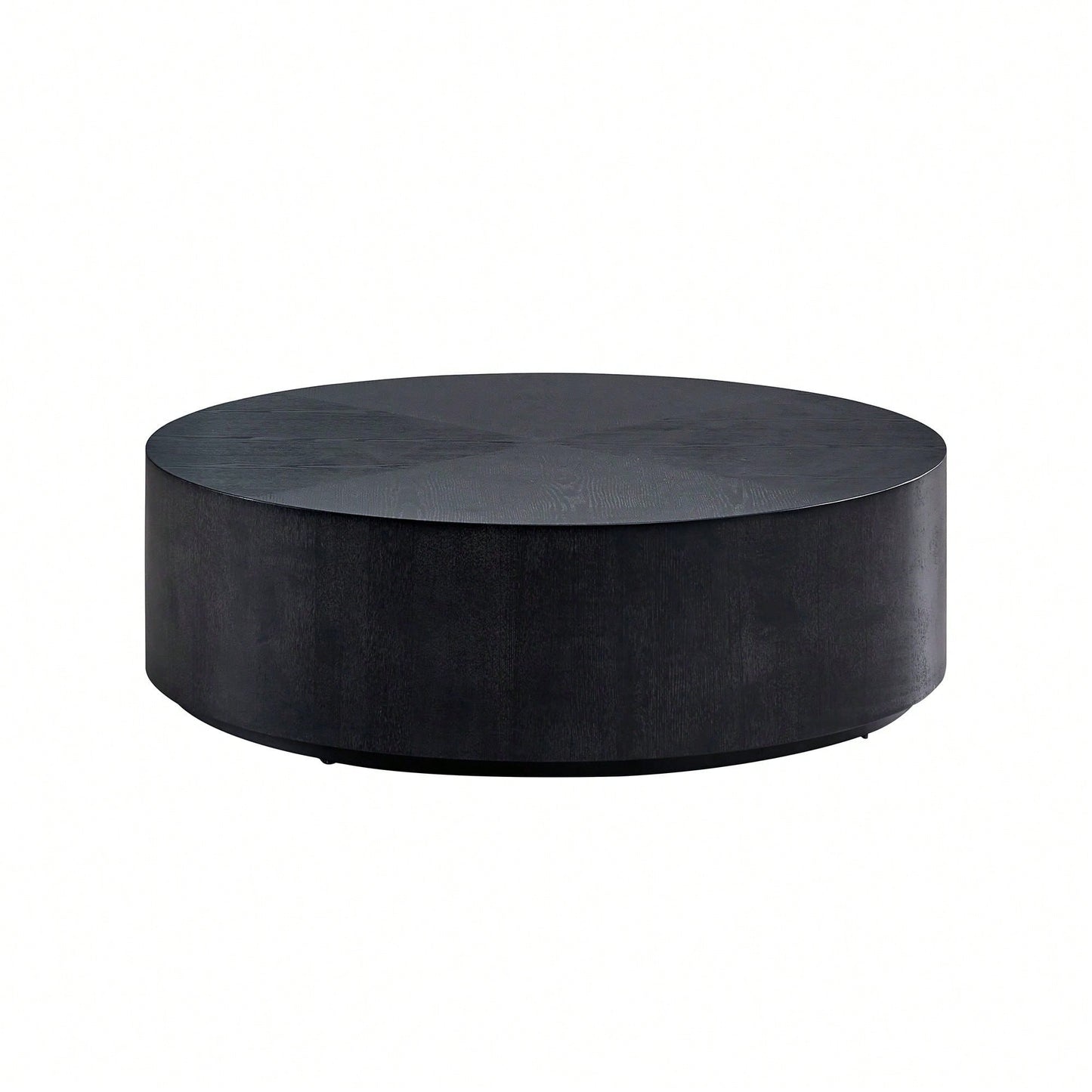 Modern Round Coffee Table For Living Room MDF Drum Center Table Walnut Finish No Assembly Required