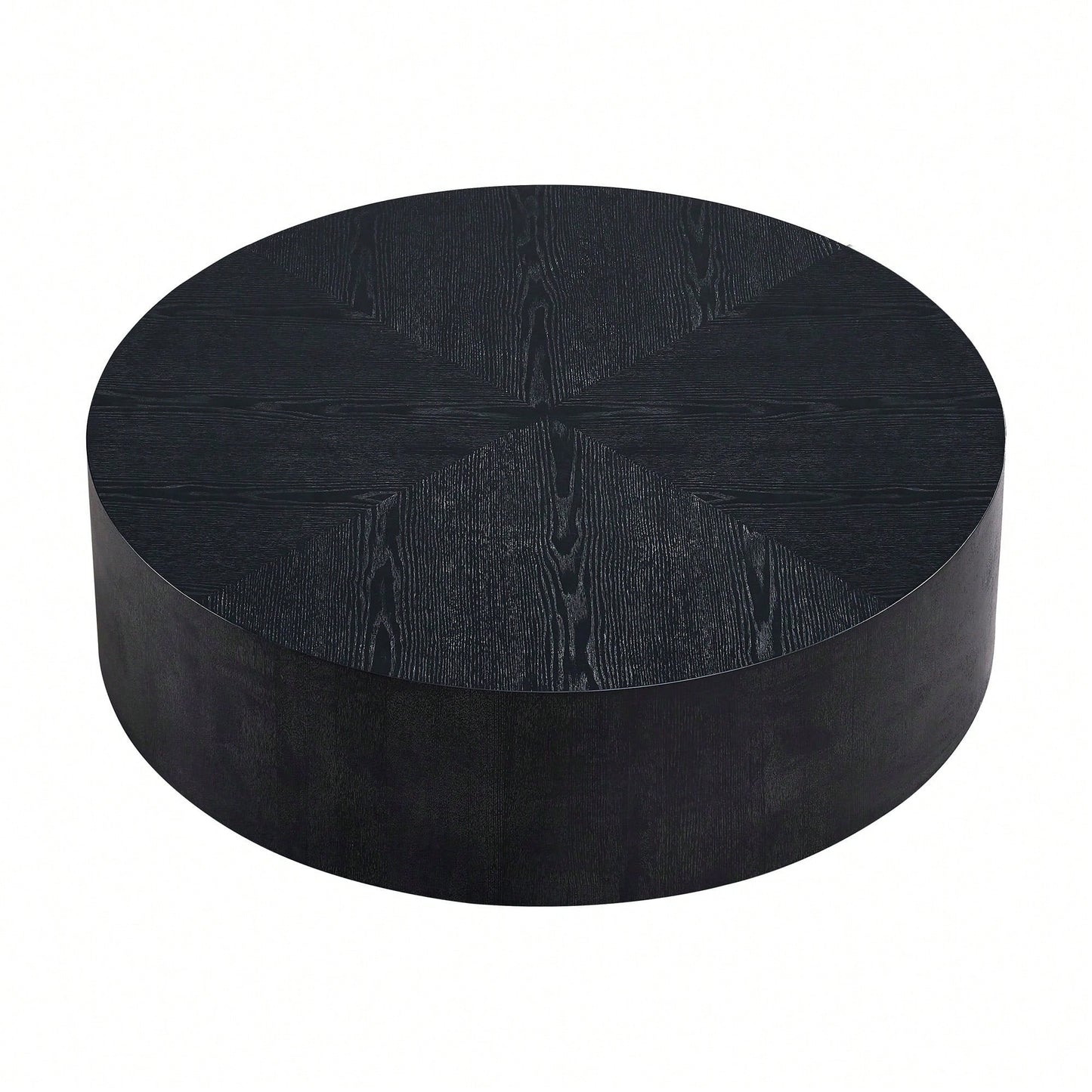Modern Round Coffee Table For Living Room MDF Drum Center Table Walnut Finish No Assembly Required