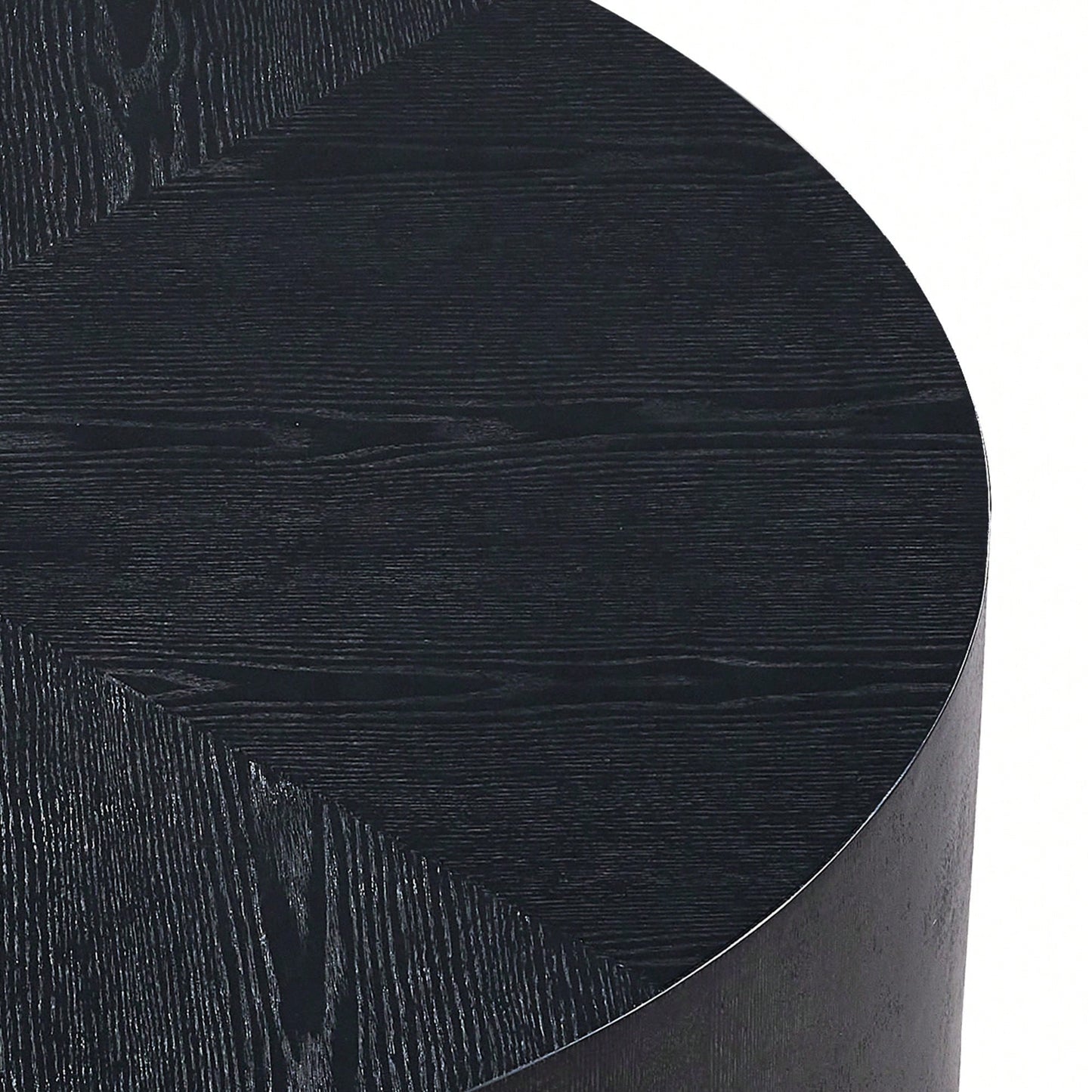 Modern Round Coffee Table For Living Room MDF Drum Center Table Walnut Finish No Assembly Required
