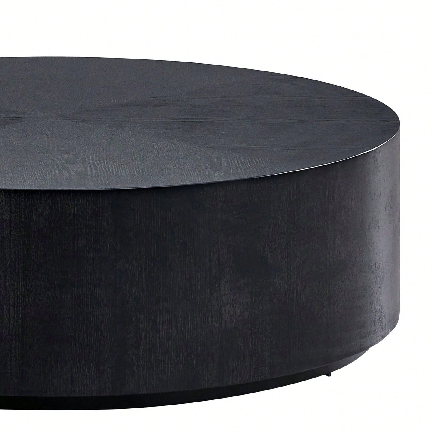 Modern Round Coffee Table For Living Room MDF Drum Center Table Walnut Finish No Assembly Required