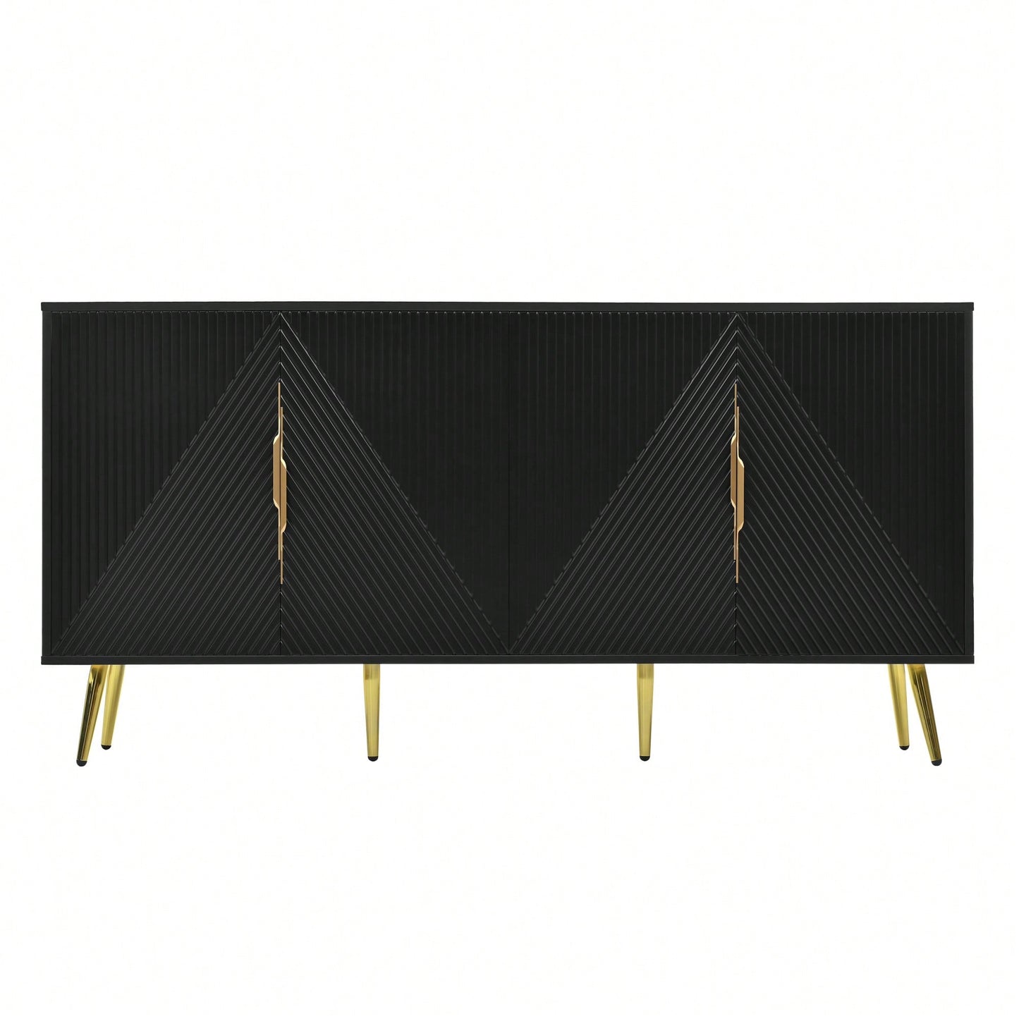 Geometric Wave Design Sideboard With Adjustable Features And Conical Legs For Study Entryway And Living Room