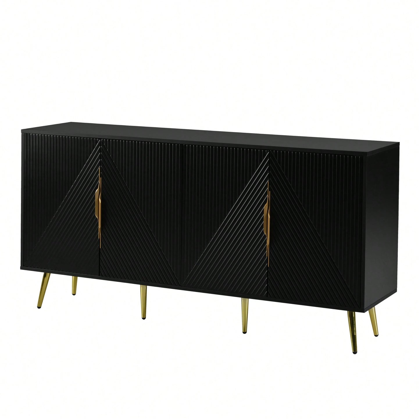 Geometric Wave Design Sideboard With Adjustable Features And Conical Legs For Study Entryway And Living Room