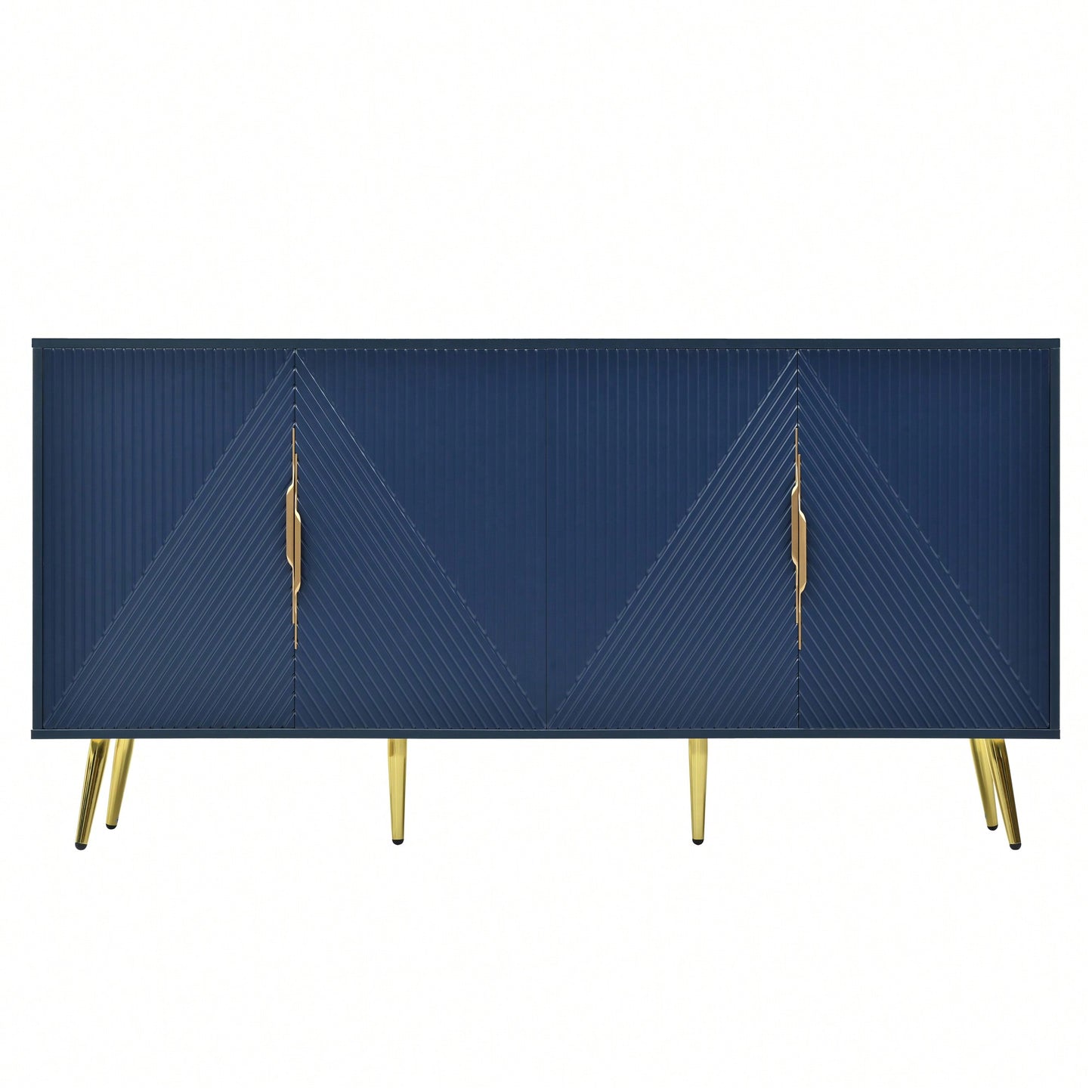 Geometric Wave Design Sideboard With Adjustable Features And Conical Legs For Study Entryway And Living Room