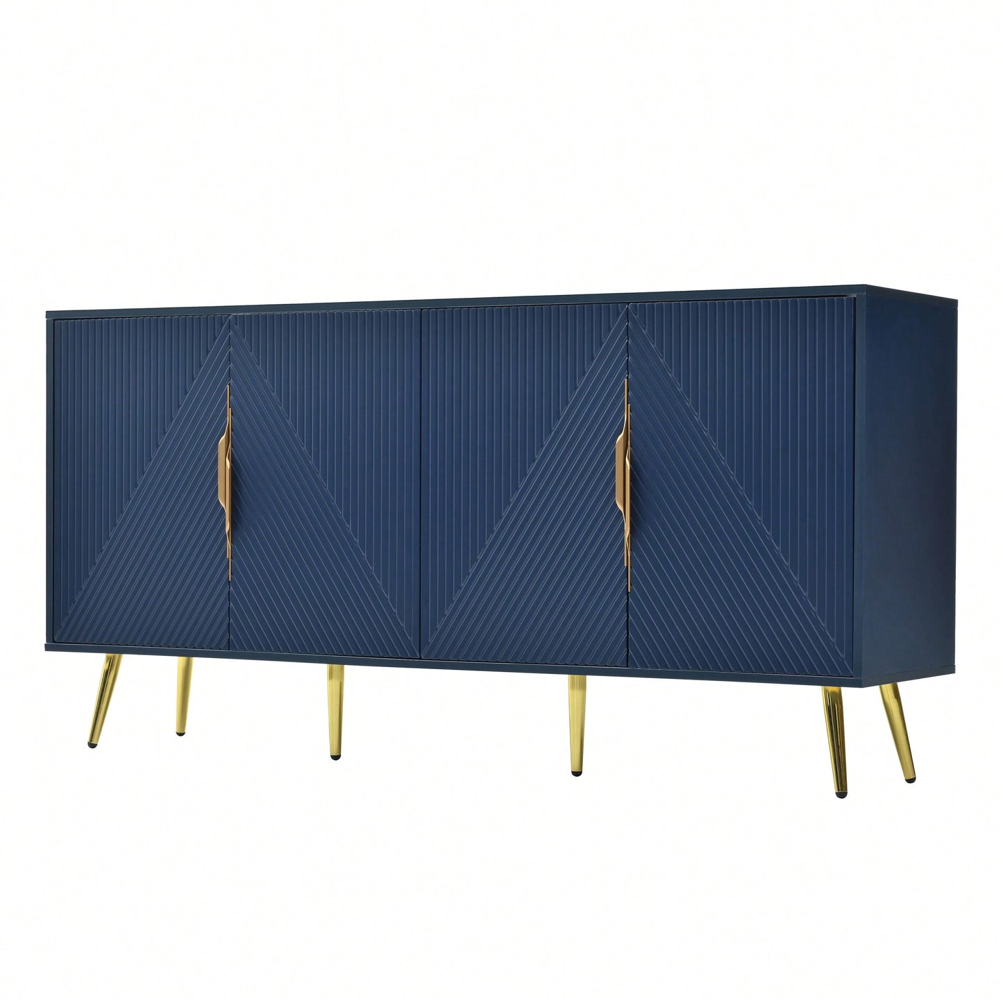 Geometric Wave Design Sideboard With Adjustable Features And Conical Legs For Study Entryway And Living Room