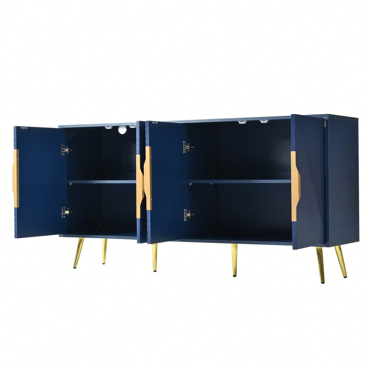Geometric Wave Design Sideboard With Adjustable Features And Conical Legs For Study Entryway And Living Room