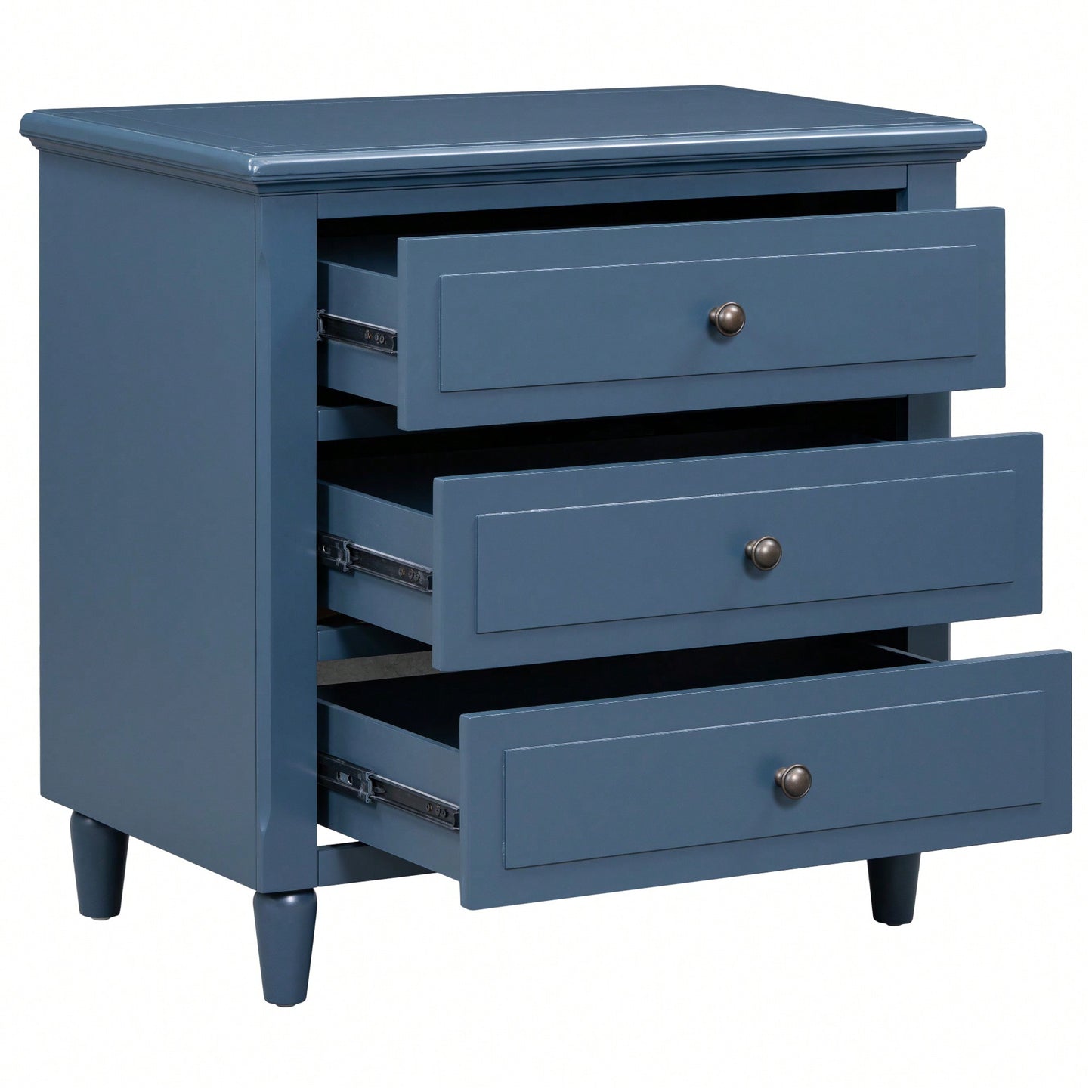 Elegant 3-Drawer Wooden Nightstand With Ample Storage Space For Bedroom Furniture