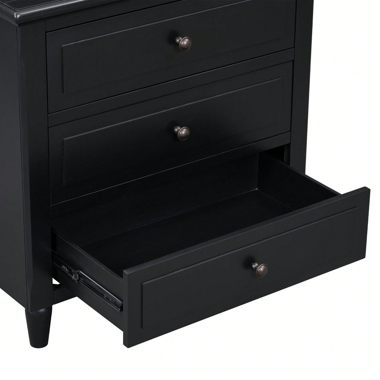 Elegant 3-Drawer Wooden Nightstand With Ample Storage Space For Bedroom Furniture