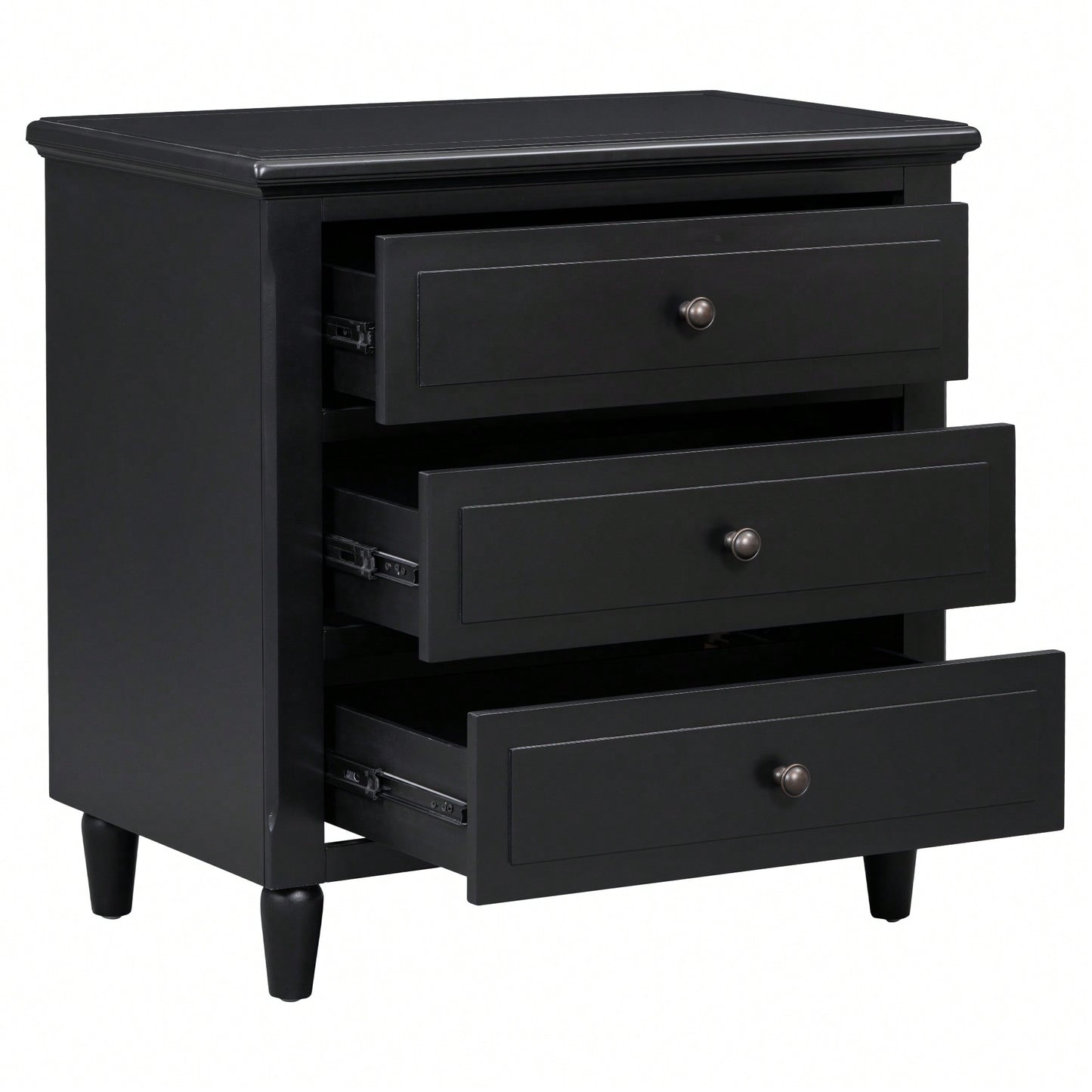 Elegant 3-Drawer Wooden Nightstand With Ample Storage Space For Bedroom Furniture