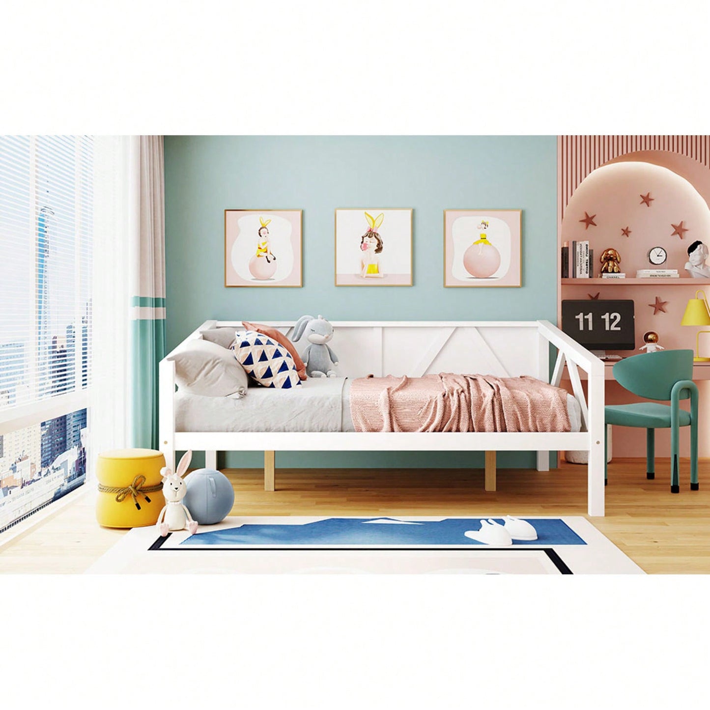 Gray Full Size Daybed With Wood Slat Support For Versatile Bedroom Or Living Room Use