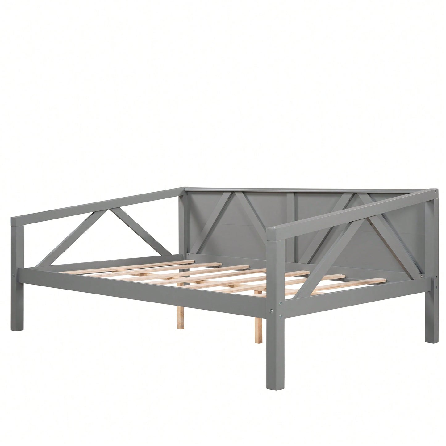 Gray Full Size Daybed With Wood Slat Support For Versatile Bedroom Or Living Room Use