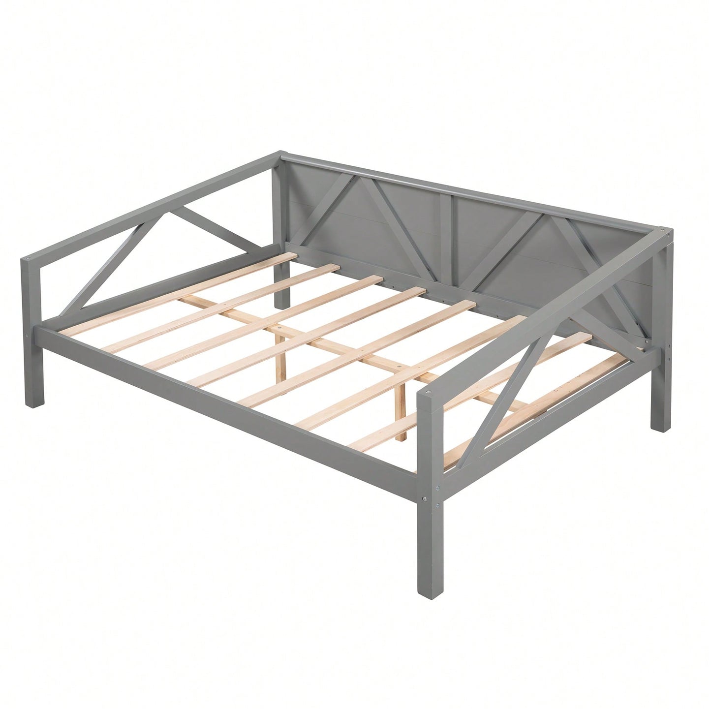 Gray Full Size Daybed With Wood Slat Support For Versatile Bedroom Or Living Room Use