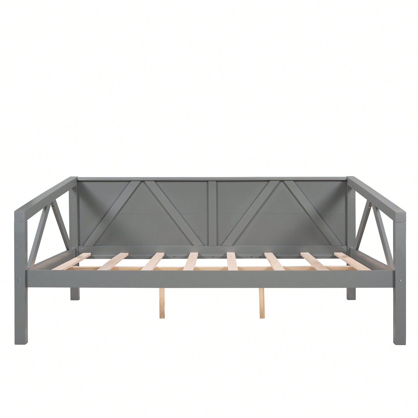 Gray Full Size Daybed With Wood Slat Support For Versatile Bedroom Or Living Room Use