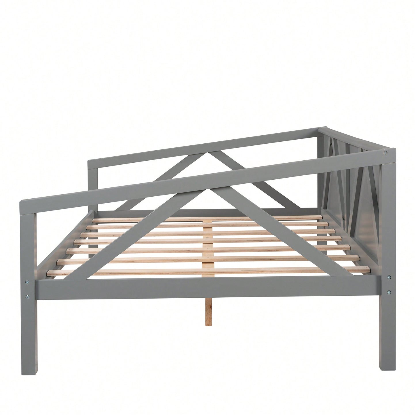 Gray Full Size Daybed With Wood Slat Support For Versatile Bedroom Or Living Room Use