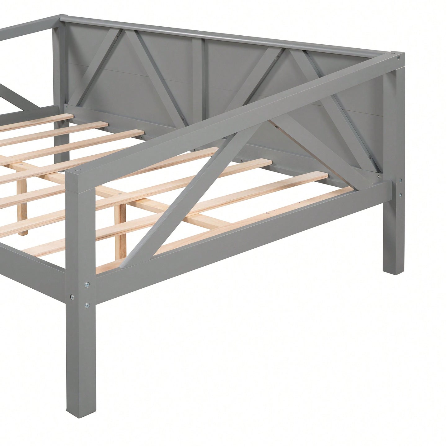 Gray Full Size Daybed With Wood Slat Support For Versatile Bedroom Or Living Room Use