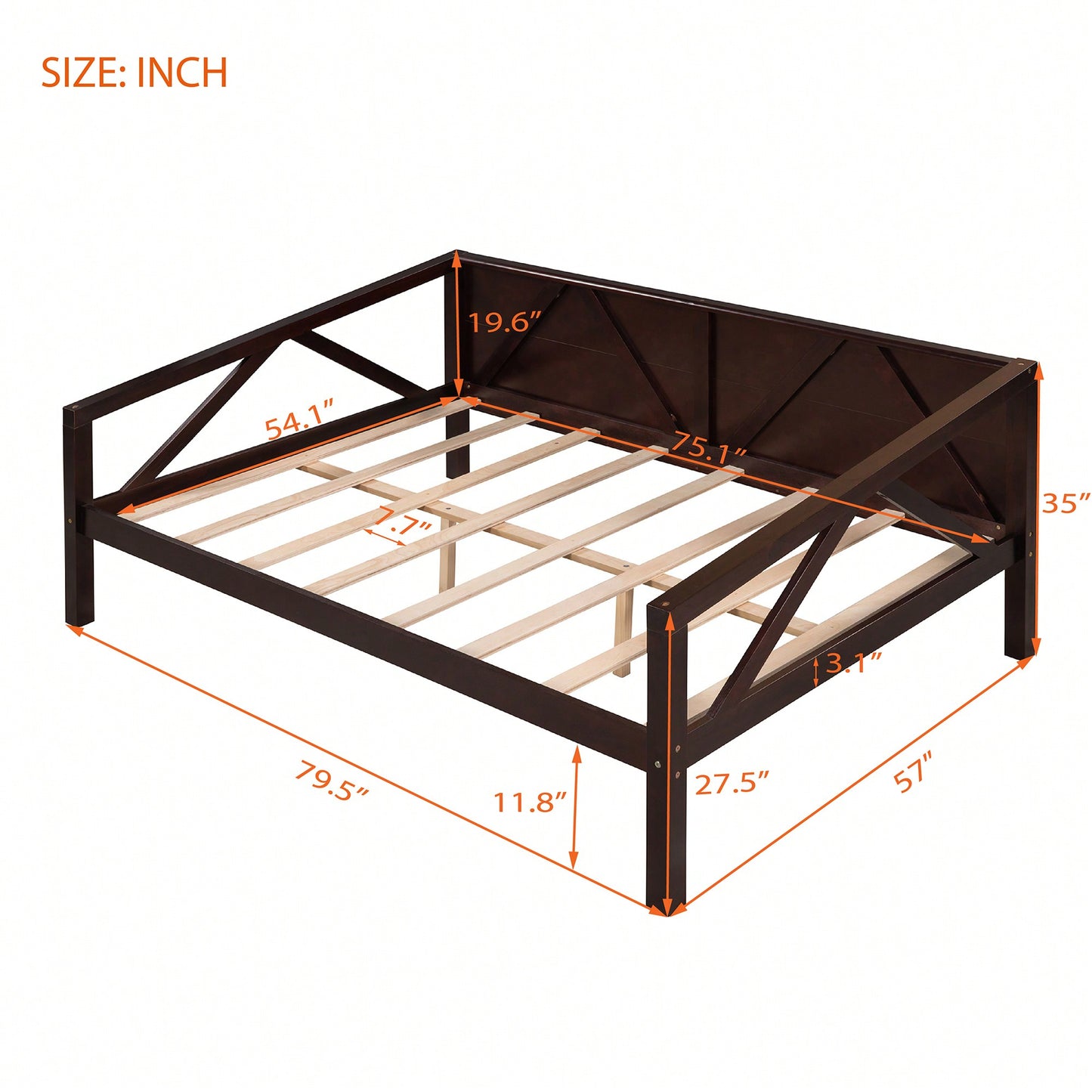 Gray Full Size Daybed With Wood Slat Support For Versatile Bedroom Or Living Room Use
