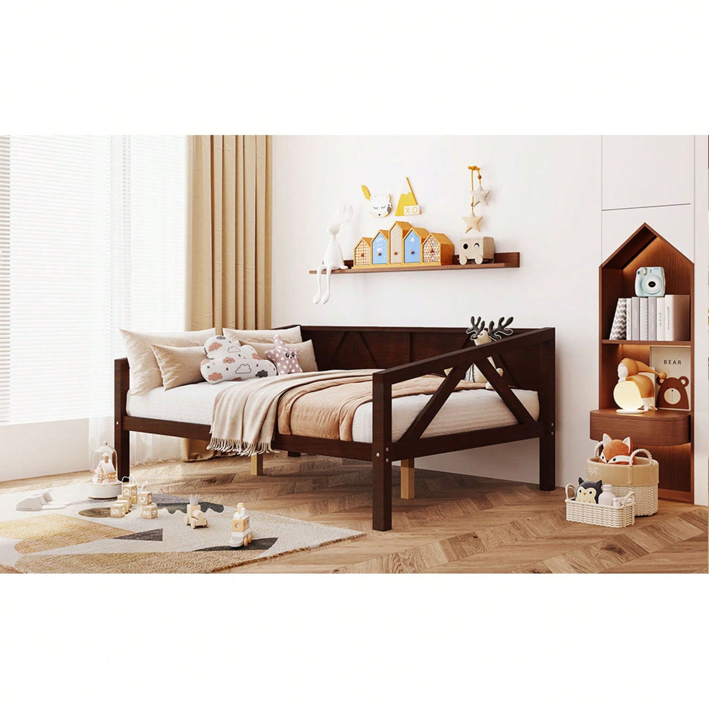 Gray Full Size Daybed With Wood Slat Support For Versatile Bedroom Or Living Room Use