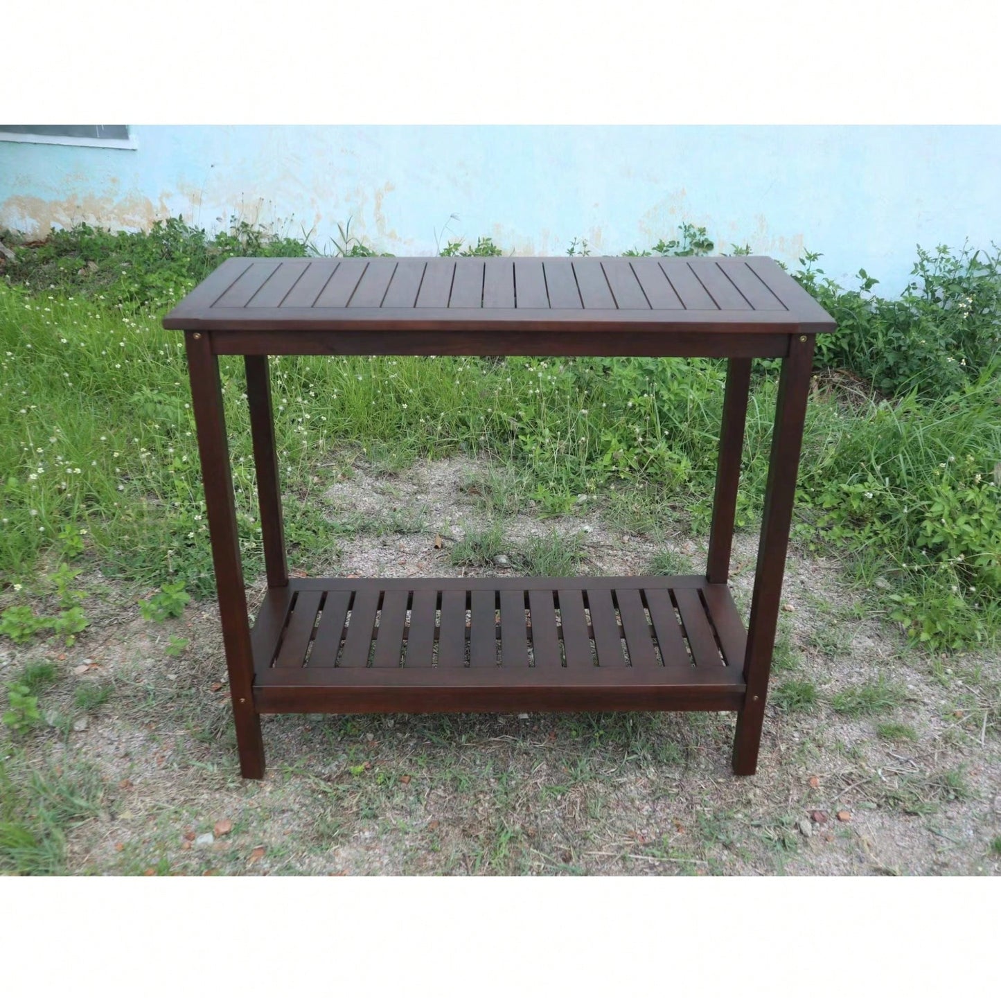 Light Brown Acacia Wood Potting Table For Garden Balcony And Garage