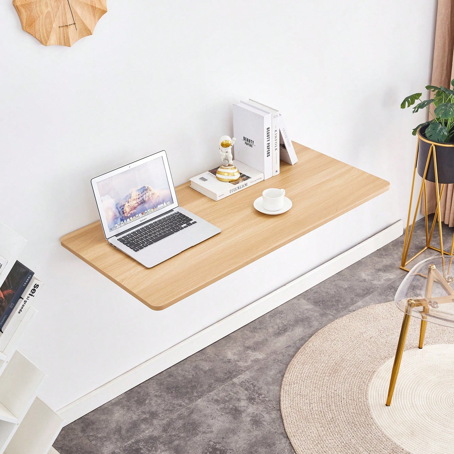 Space-Saving Wall Mounted Folding Table For Laundry Room, Home Office, Kitchen, Garage, And Dining Room