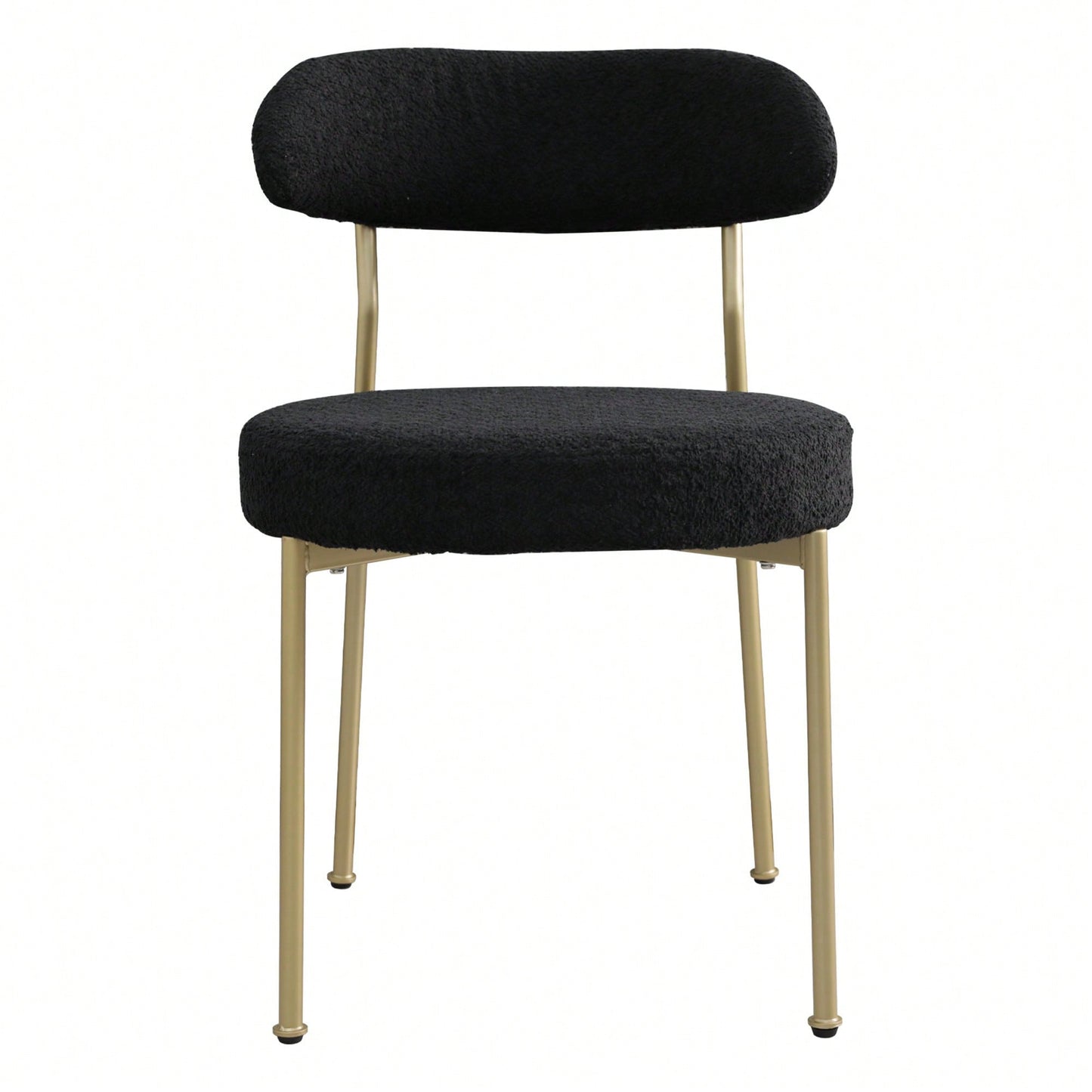 Curved Backrest Upholstered Dining Chairs With Gold Metal Legs Set Of 2 Black