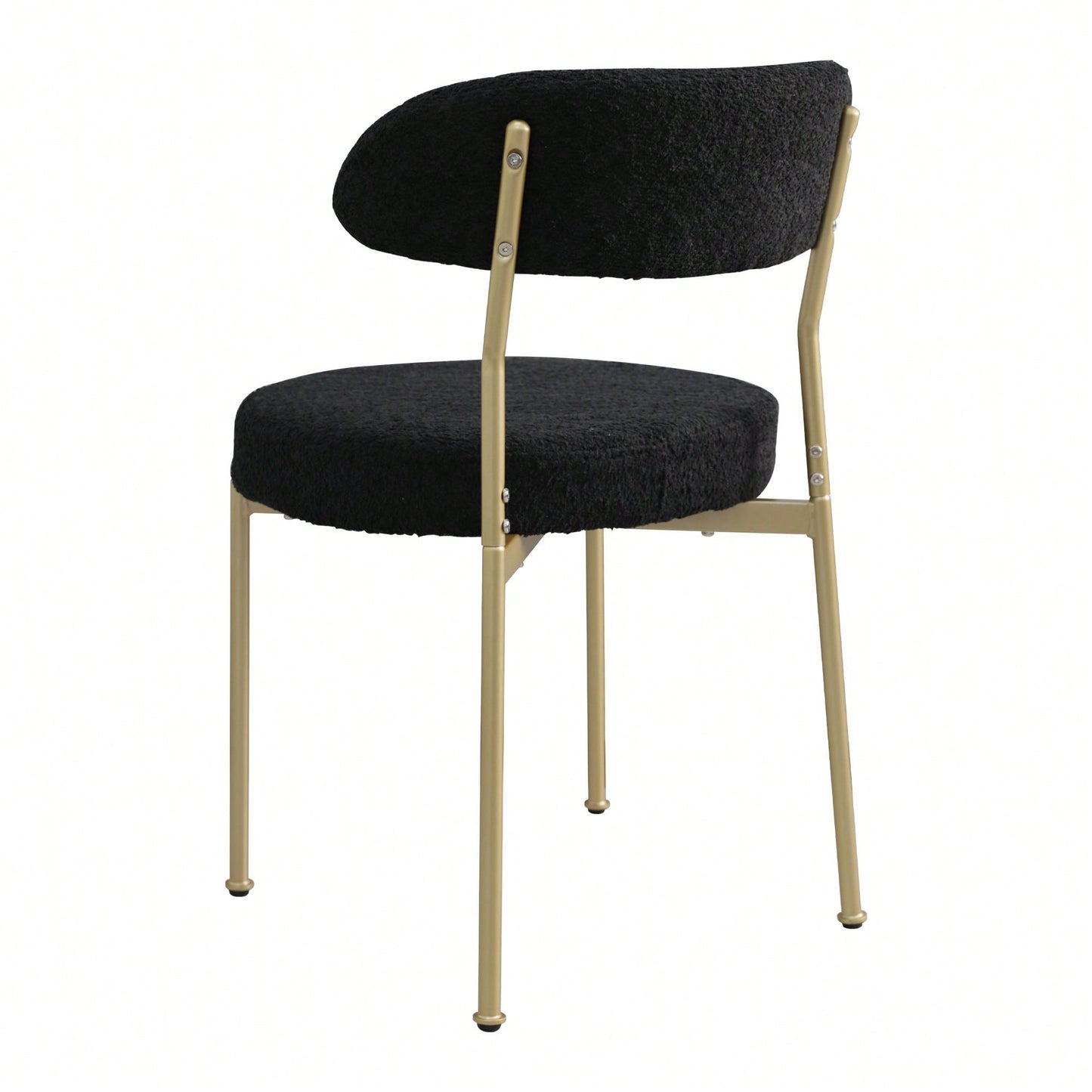 Curved Backrest Upholstered Dining Chairs With Gold Metal Legs Set Of 2 Black