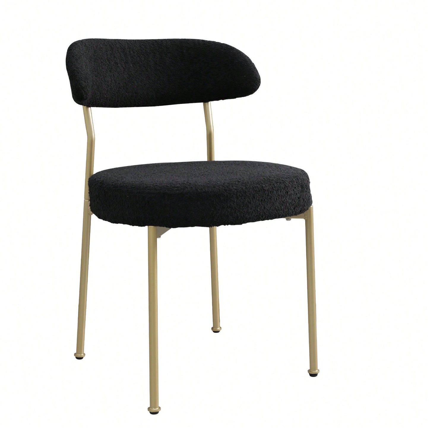 Curved Backrest Upholstered Dining Chairs With Gold Metal Legs Set Of 2 Black