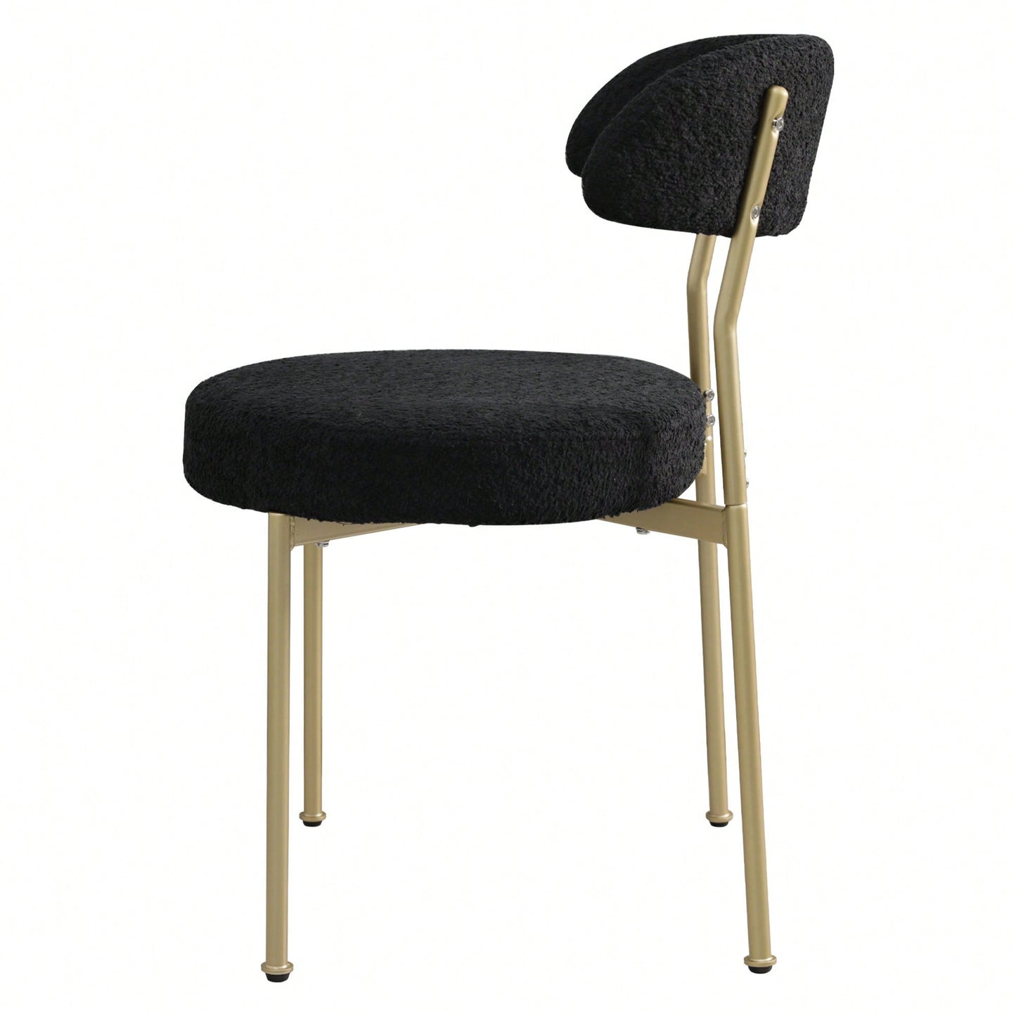 Curved Backrest Upholstered Dining Chairs With Gold Metal Legs Set Of 2 Black