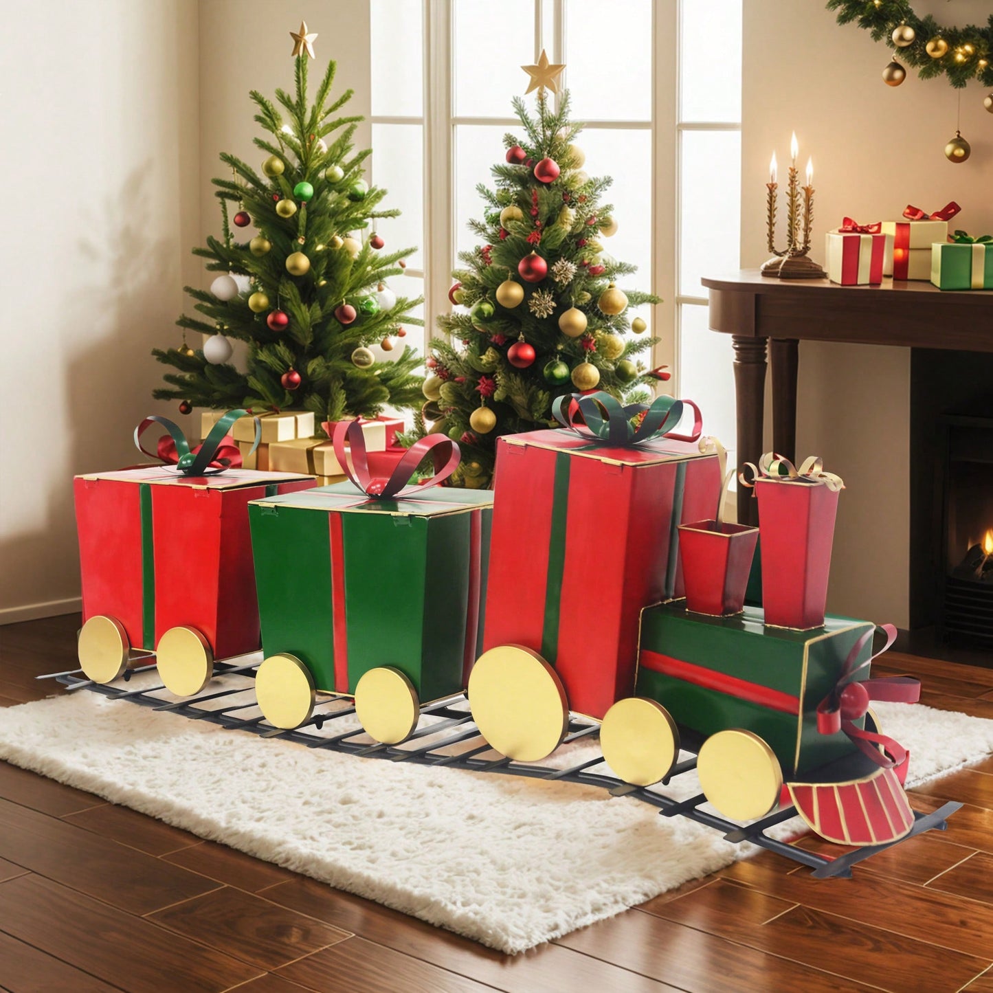Festive Train Decoration With Gift Box Carriages For Holiday Cheer