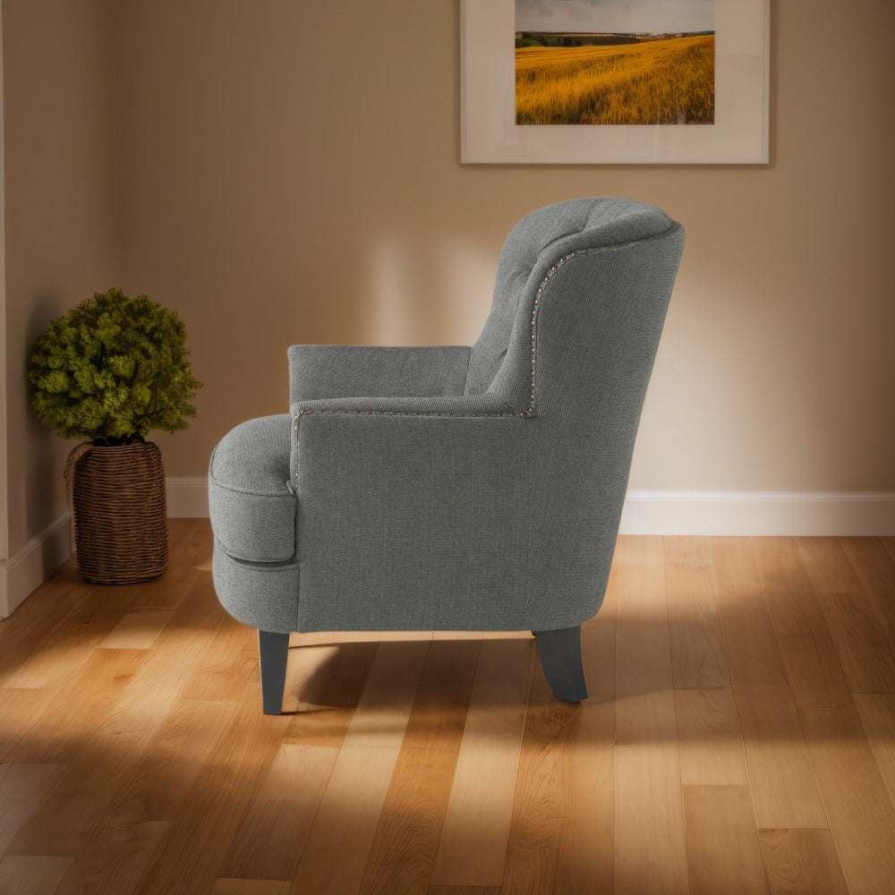 Stylish Light Grey Upholstered Club Chair And Ottoman Set For Modern Living Room Comfort And Elegance