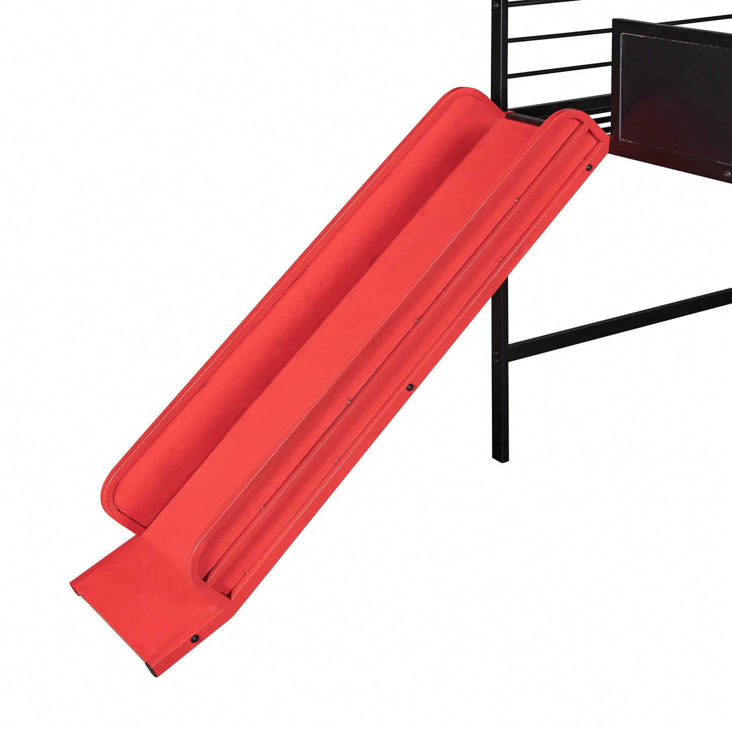 Twin Size Metal Loft Bed With Slide And Double-Sided Writable Wooden Board In White