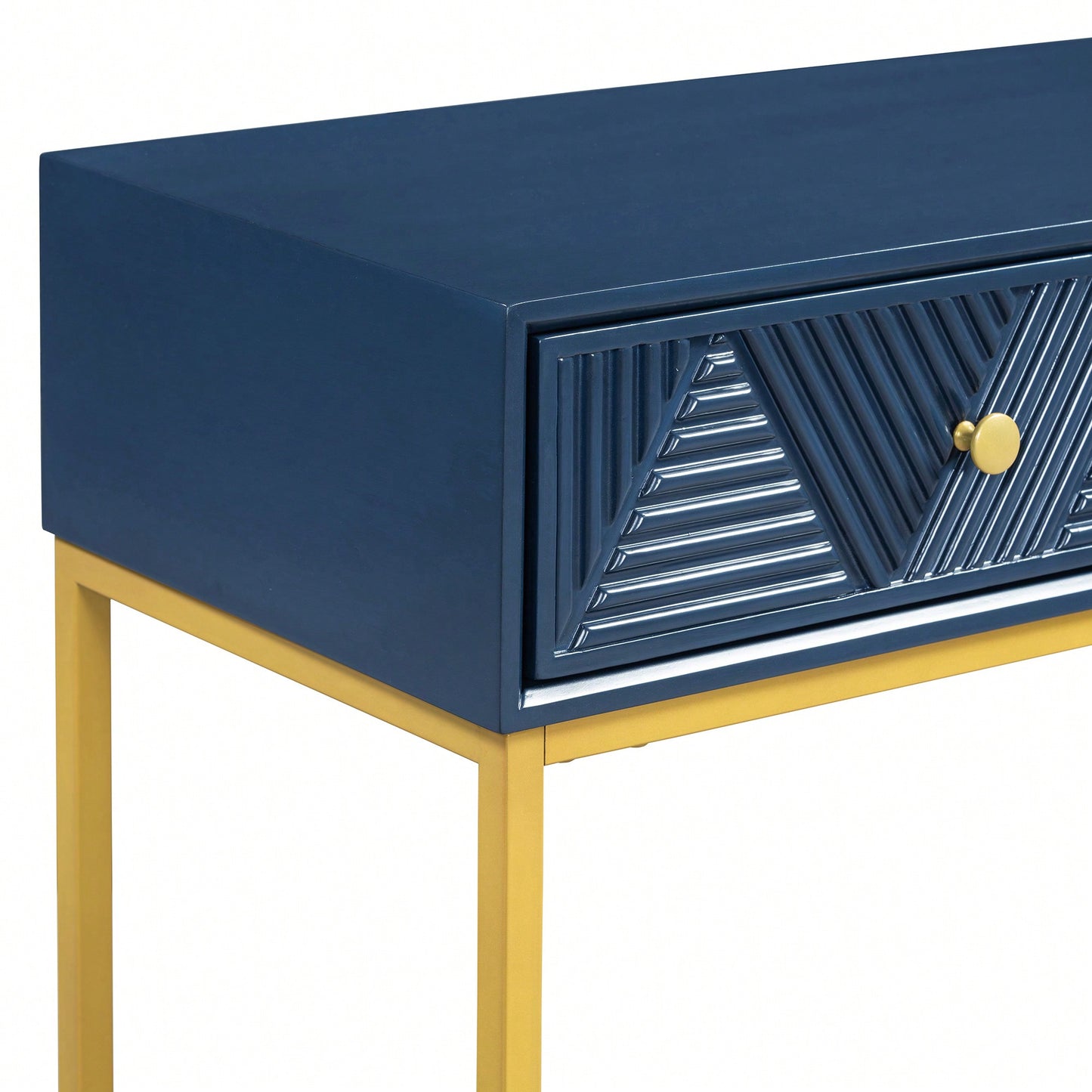 Sleek Modern Console Table With Two Drawers And Stripe Design For Living Room And Entryway In Black