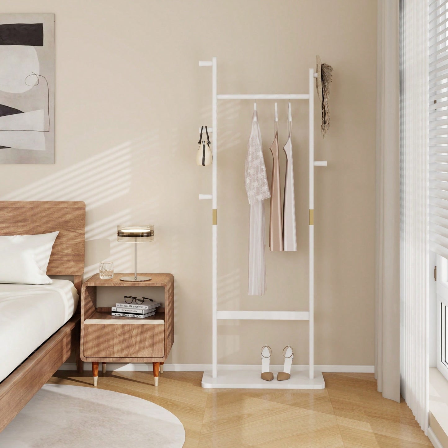 Solid Wood Coat Rack Hanger 23.6x11x64.1in Friendly Easy Assembly Stylish For Bedroom Entrance Living Room