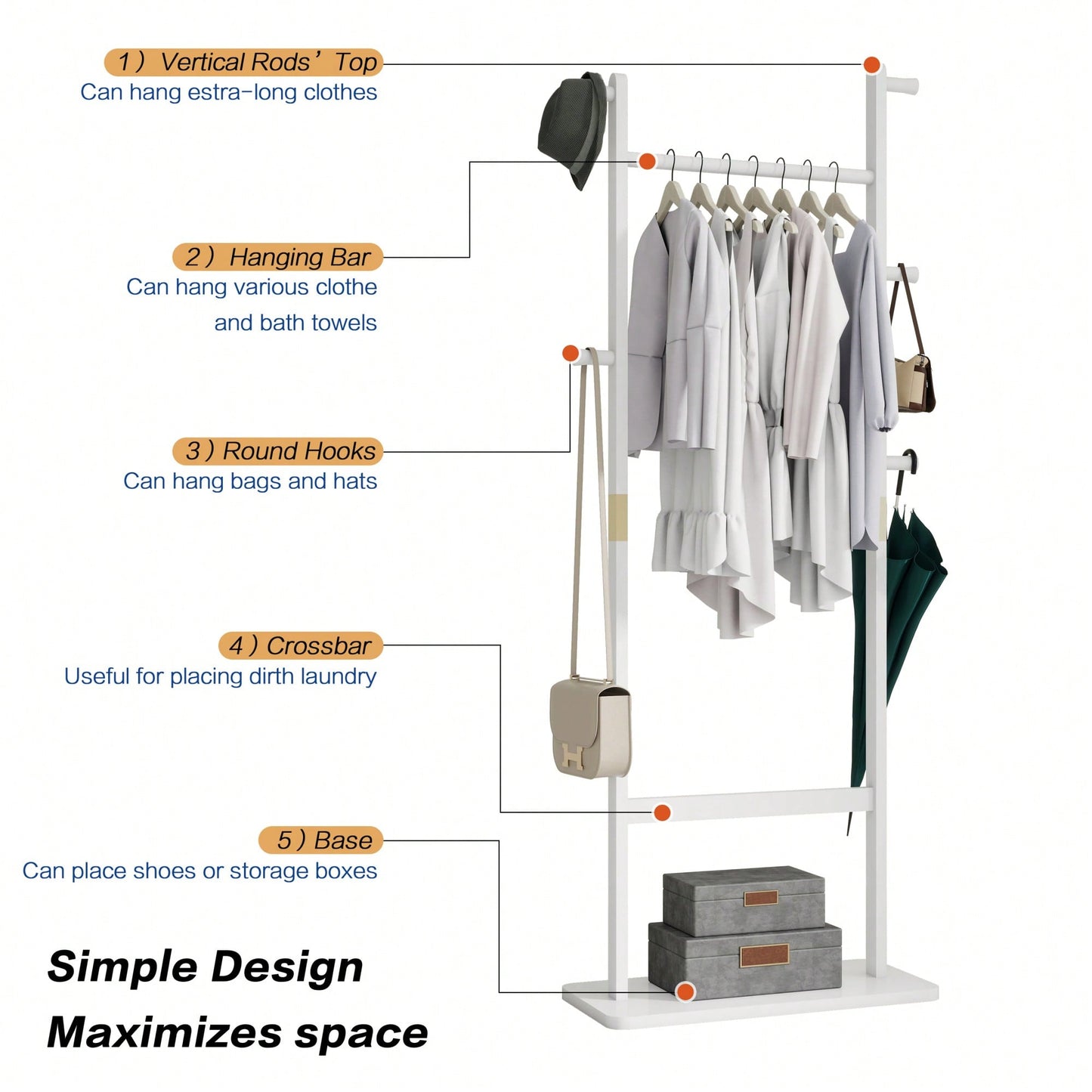 Solid Wood Coat Rack Hanger 23.6x11x64.1in Friendly Easy Assembly Stylish For Bedroom Entrance Living Room