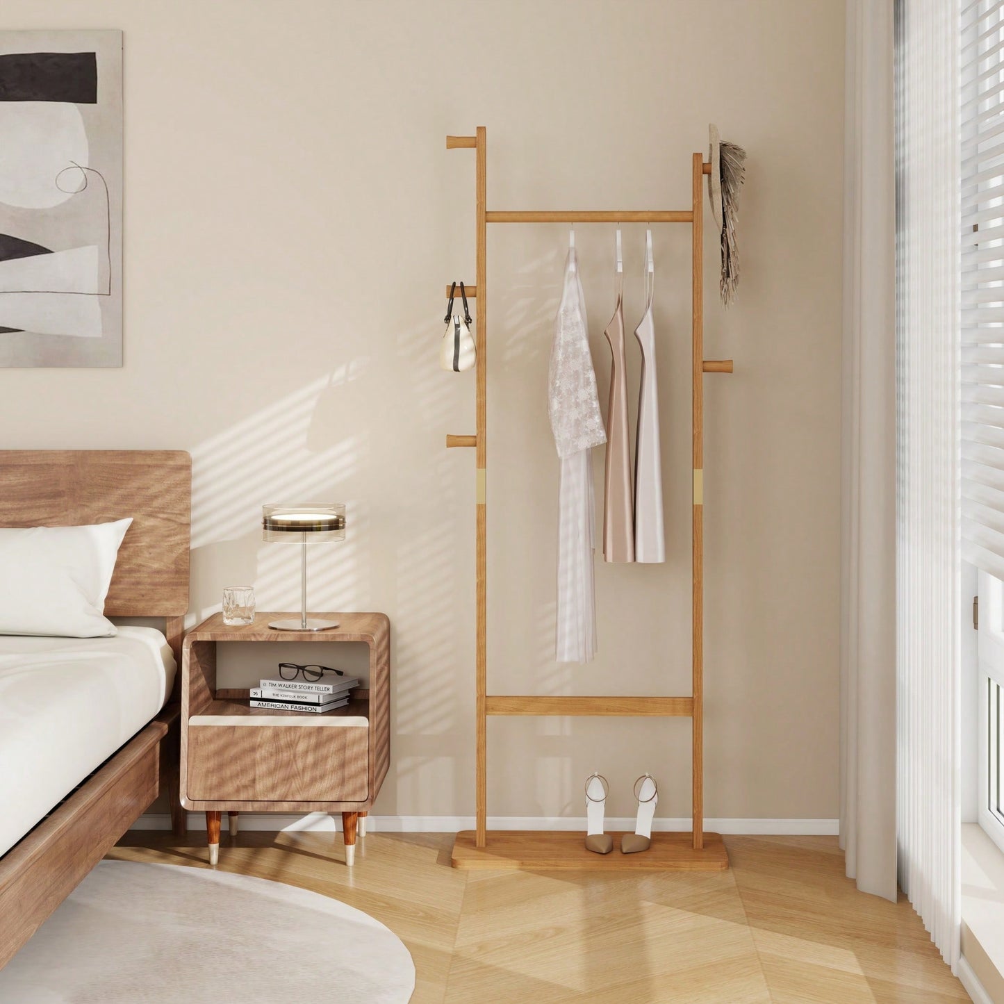 Solid Wood Coat Rack Hanger 23.6x11x64.1in Friendly Easy Assembly Stylish For Bedroom Entrance Living Room