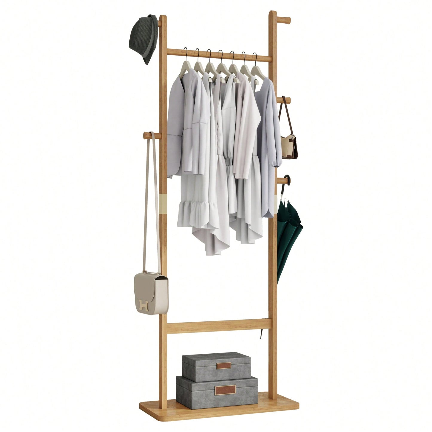 Solid Wood Coat Rack Hanger 23.6x11x64.1in Friendly Easy Assembly Stylish For Bedroom Entrance Living Room