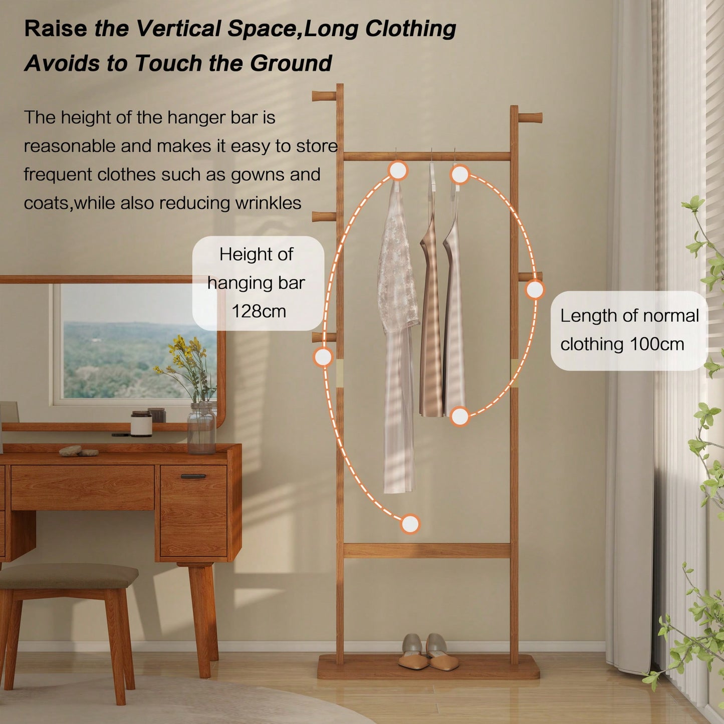 Solid Wood Coat Rack Hanger 23.6x11x64.1in Friendly Easy Assembly Stylish For Bedroom Entrance Living Room