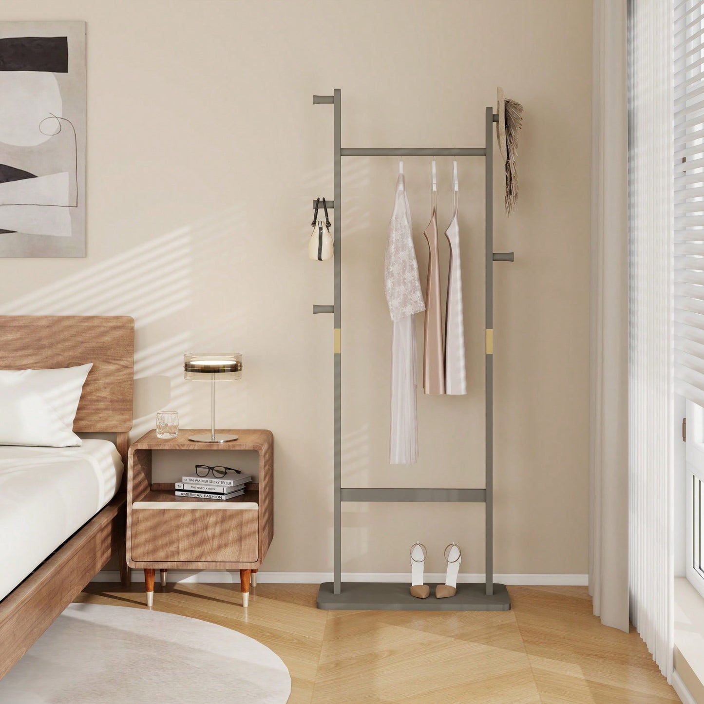 Solid Wood Coat Rack Hanger 23.6x11x64.1in Friendly Easy Assembly Stylish For Bedroom Entrance Living Room