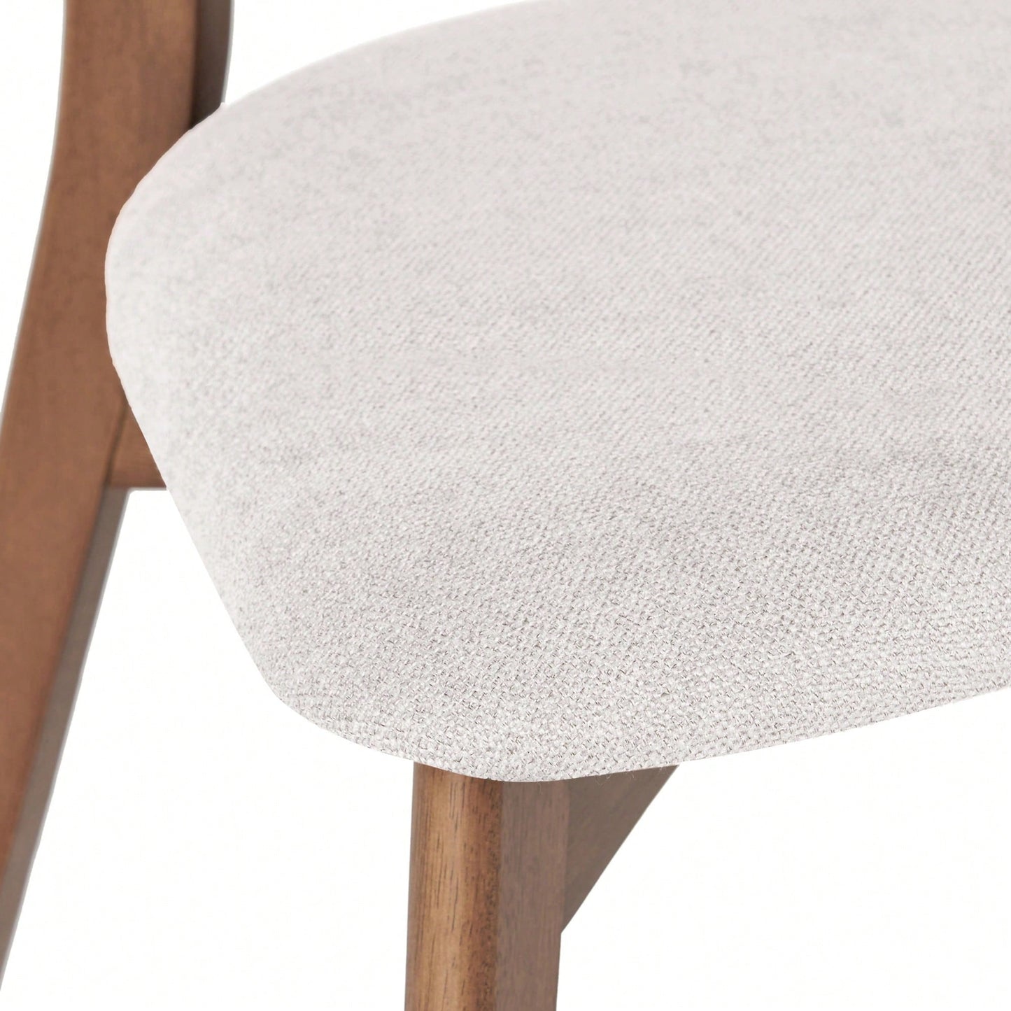 Mid-Century Modern Walnut Frame Upholstered Dining Chairs Set Of 2 In Dark Grey