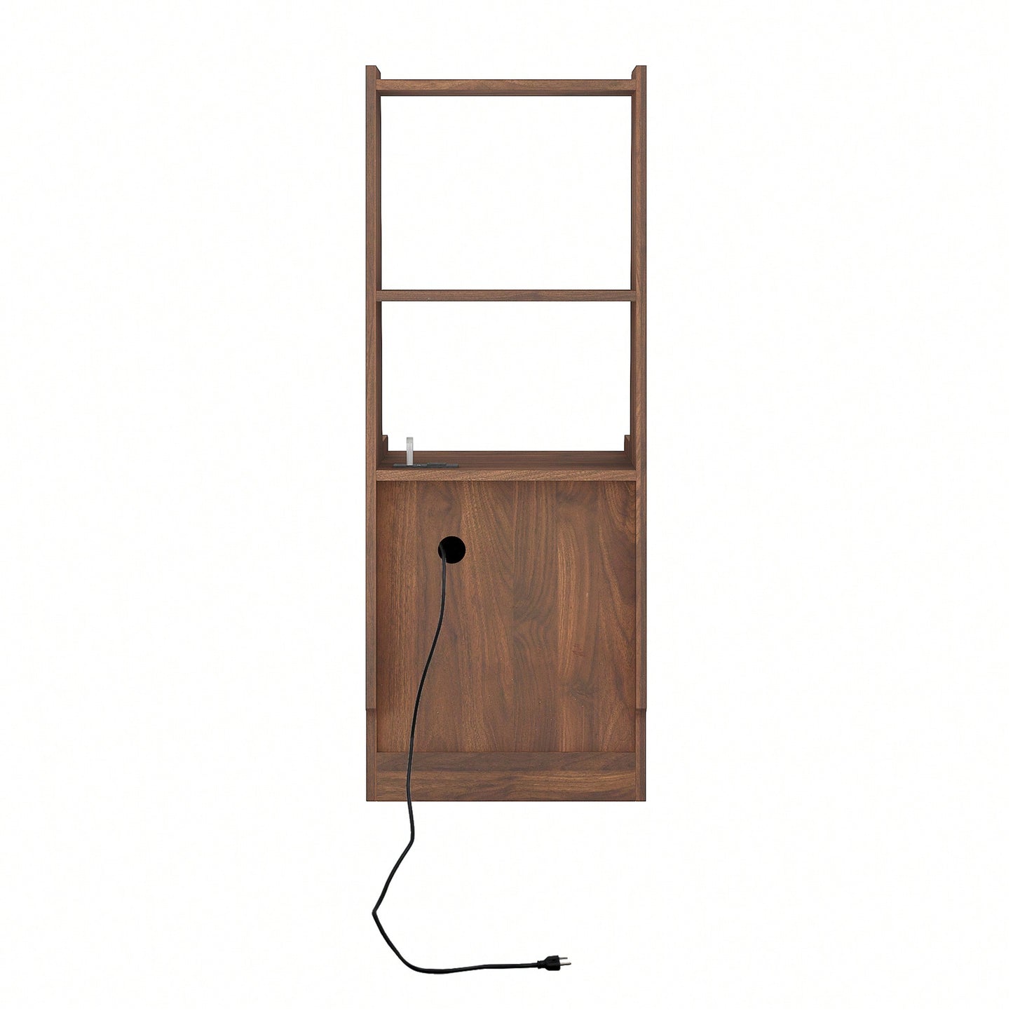 Modern Nightstand With Charging Station And Night Light, Stylish Bedside Table With Bookshelf And Storage Cabinet For Bedroom, Wooden Design